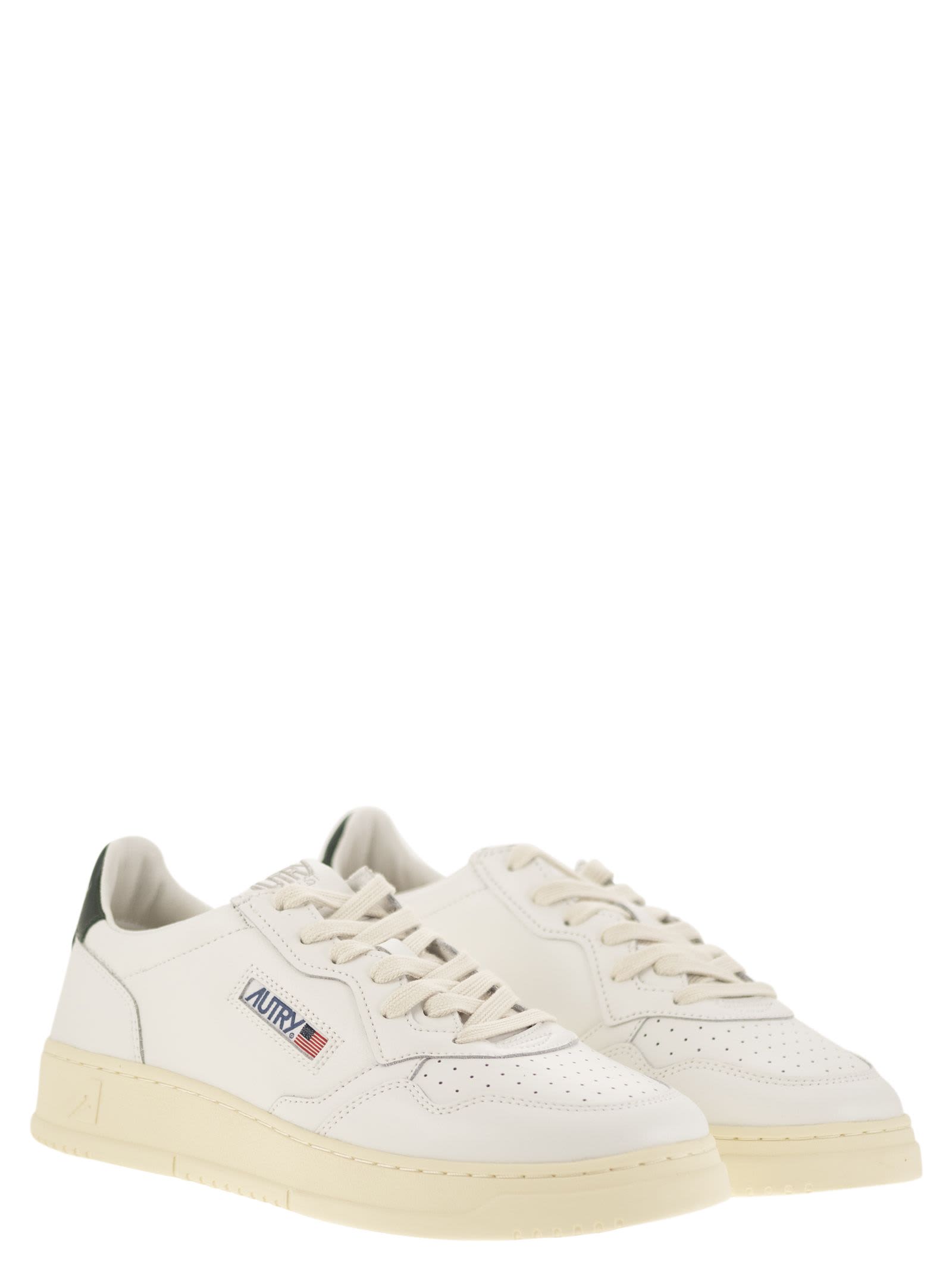 Shop Autry Medalist Low - Leather Sneakers In White/green