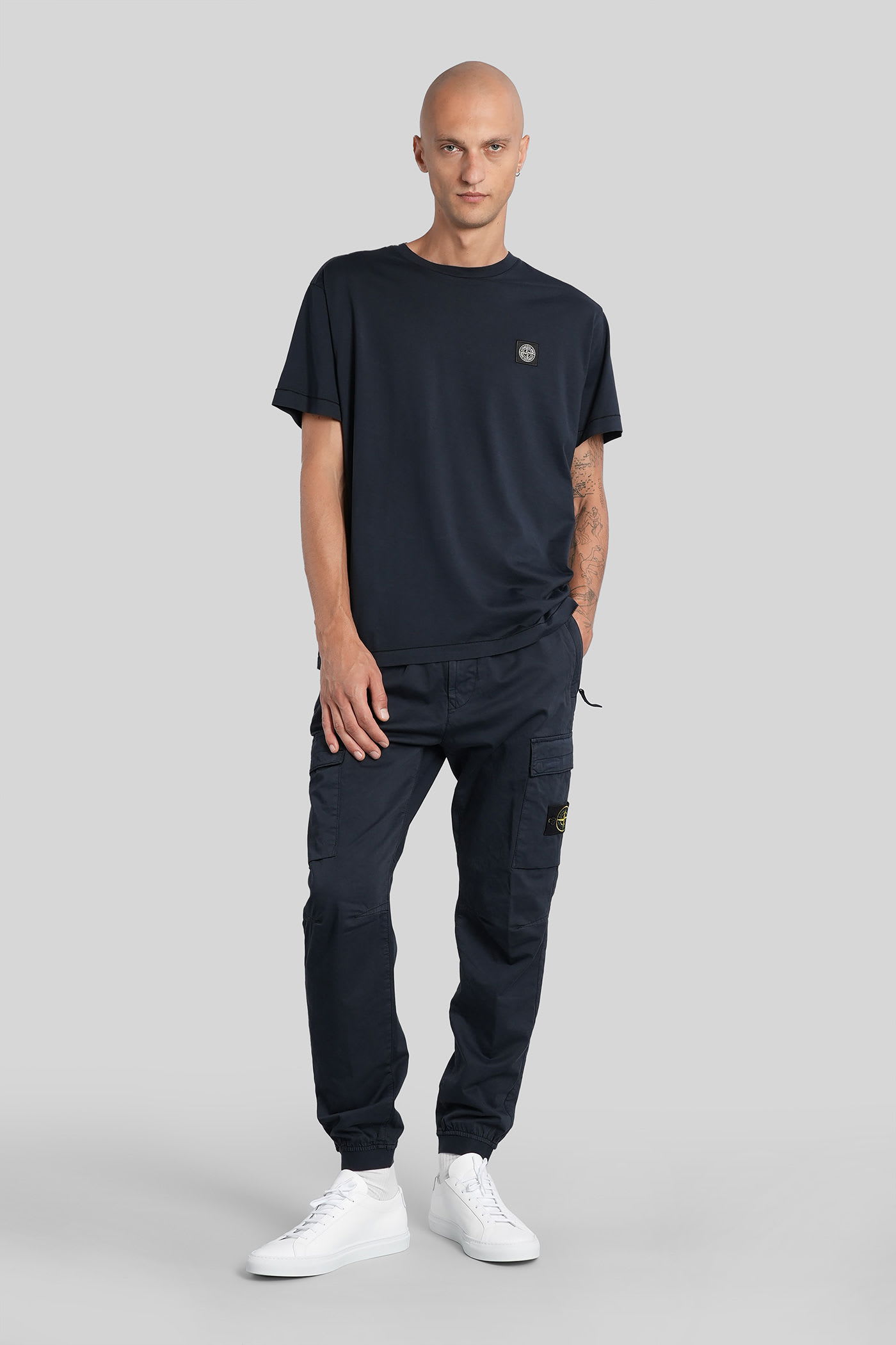 Stone Island Timeless Round Neck T-shirt With Subtle Logo Detail In Blue