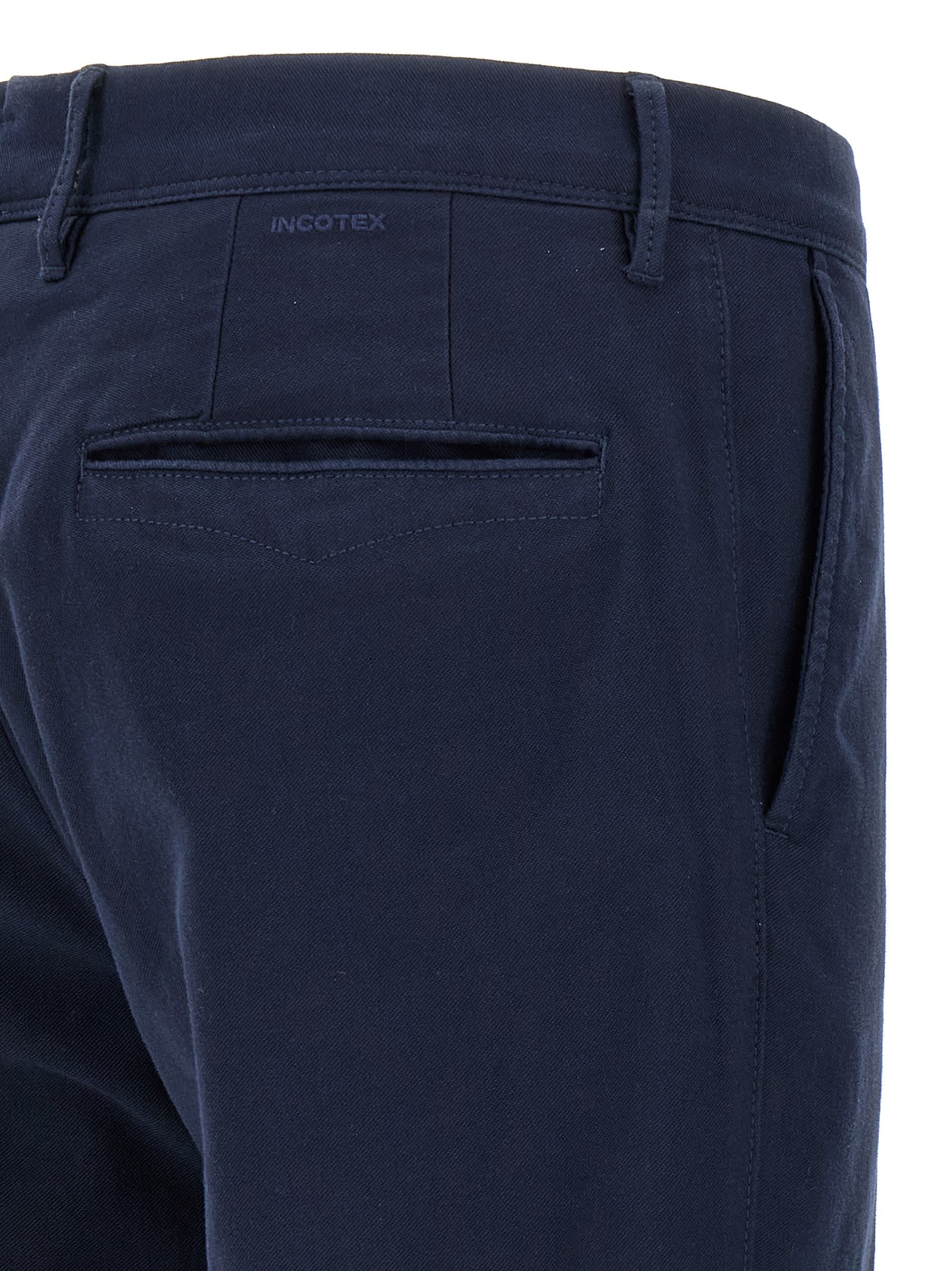 Incotex Straight Leg Trousers With Pockets And Loops In Blue