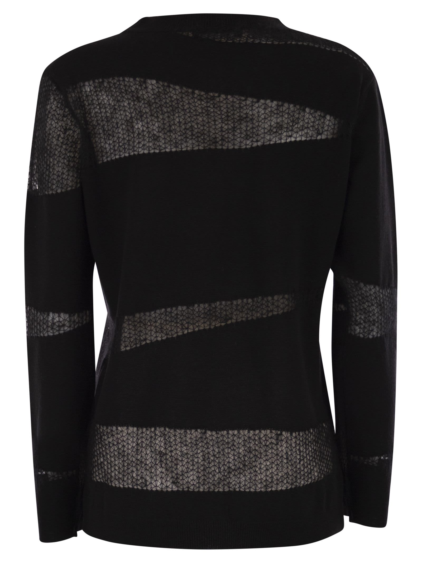 Fabiana Filippi Platinum Boat Neck Sweater In Black