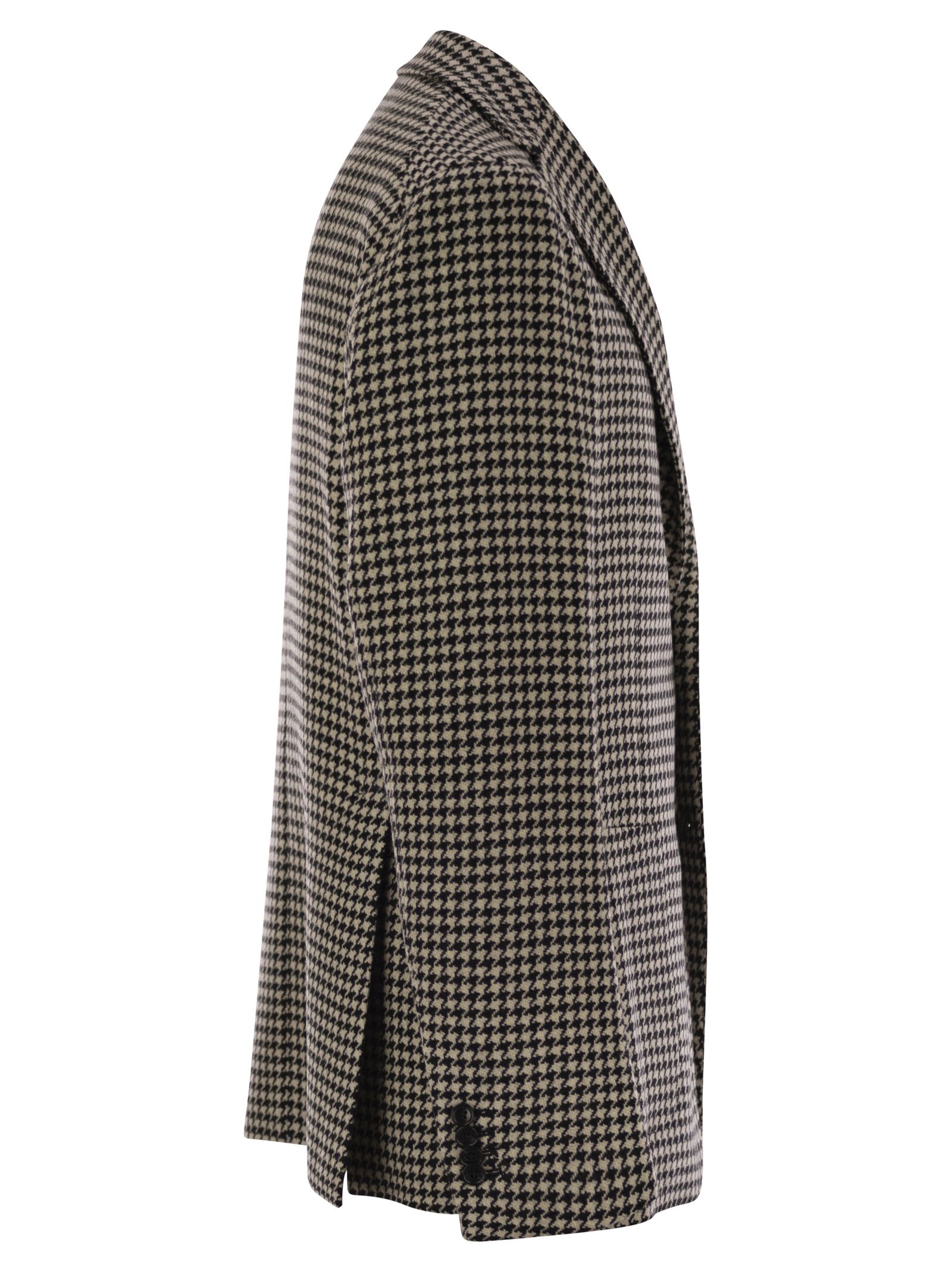 Shop Tagliatore Houndstooth Virgin Wool Blend Jacket In Black/beige