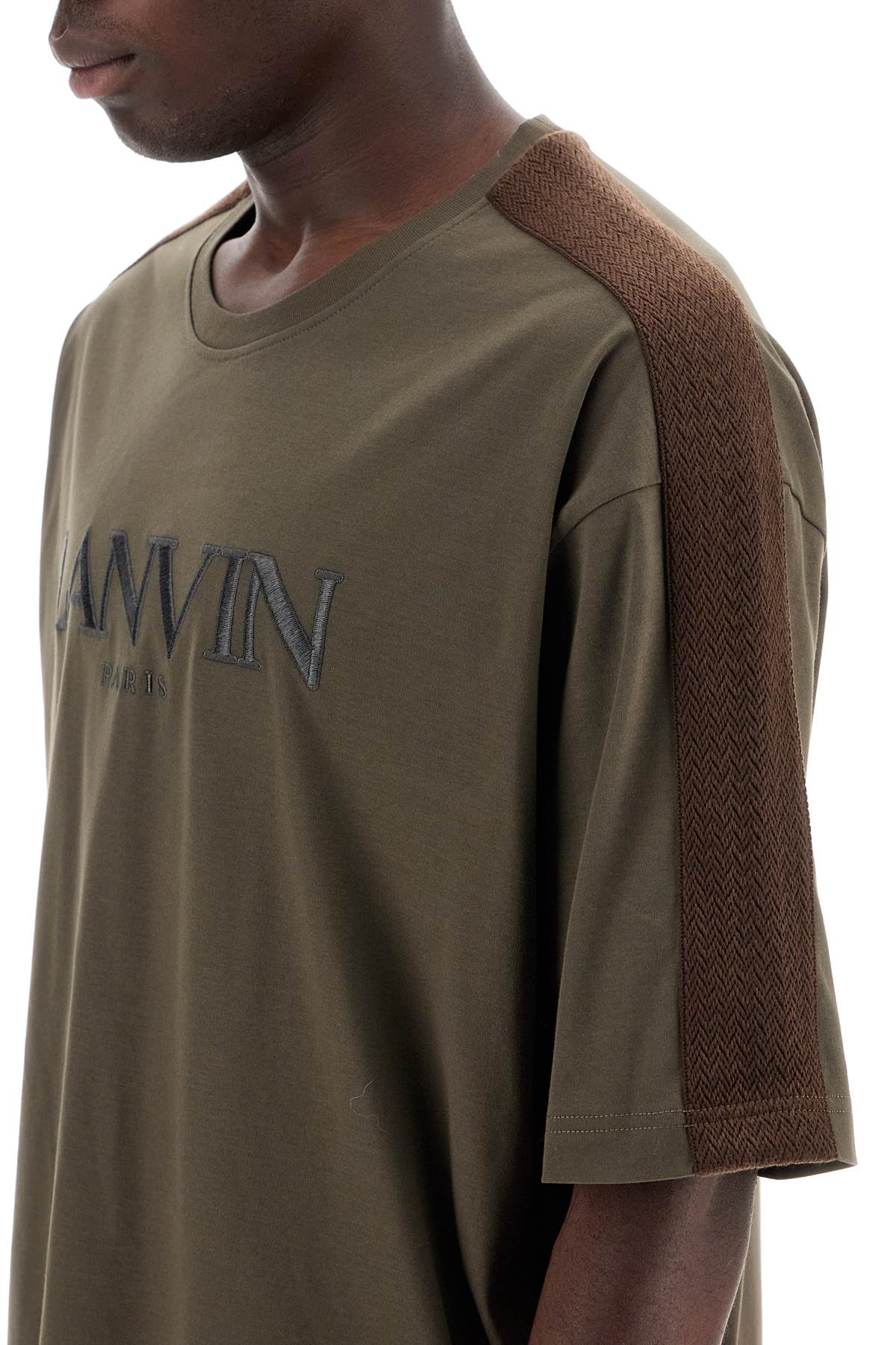 Shop Lanvin Logo T-shirt With Curb Branded Stripes In Ombre (brown)