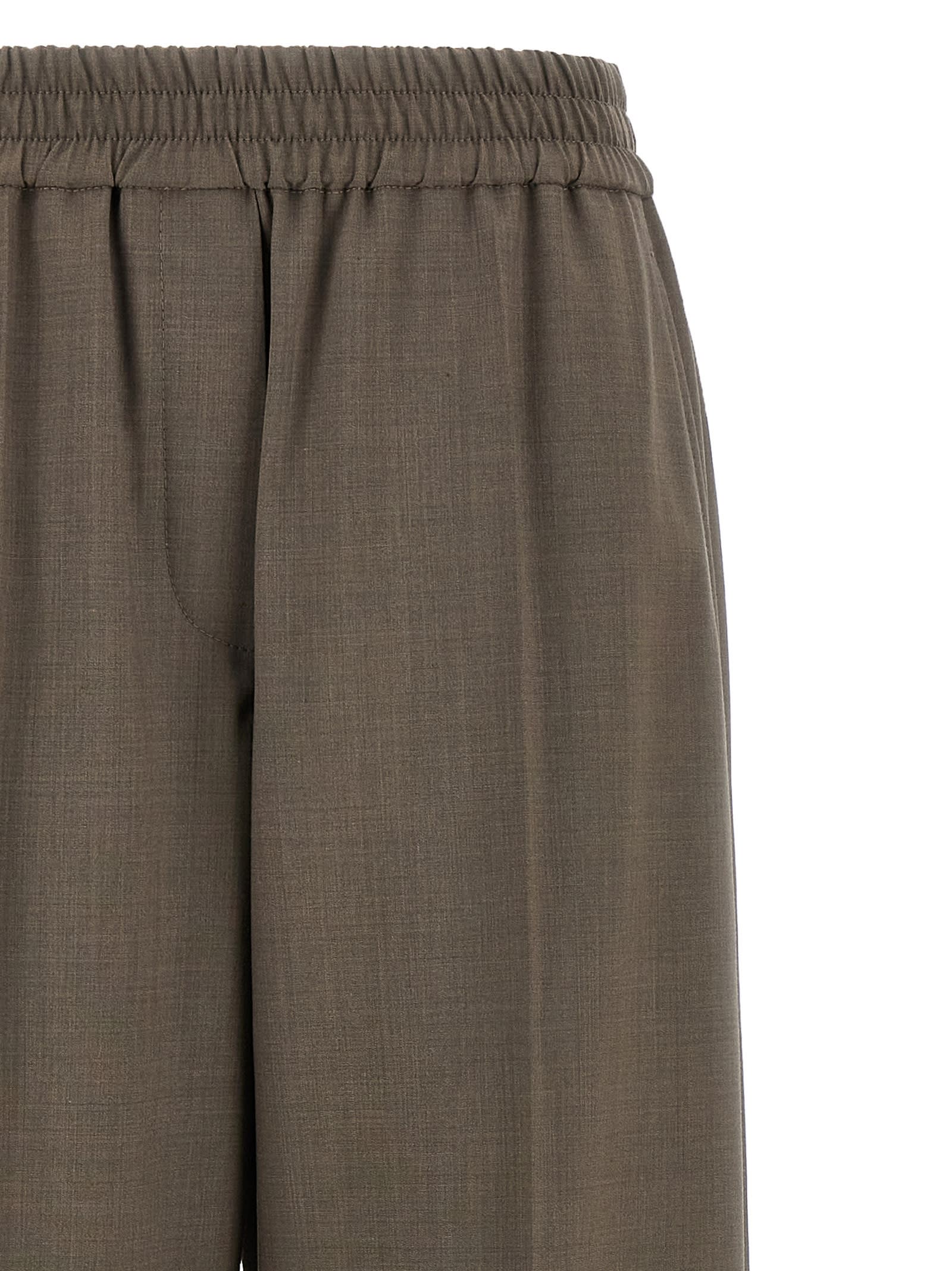 Brunello Cucinelli Elastic Waist Casual Pants In Brown