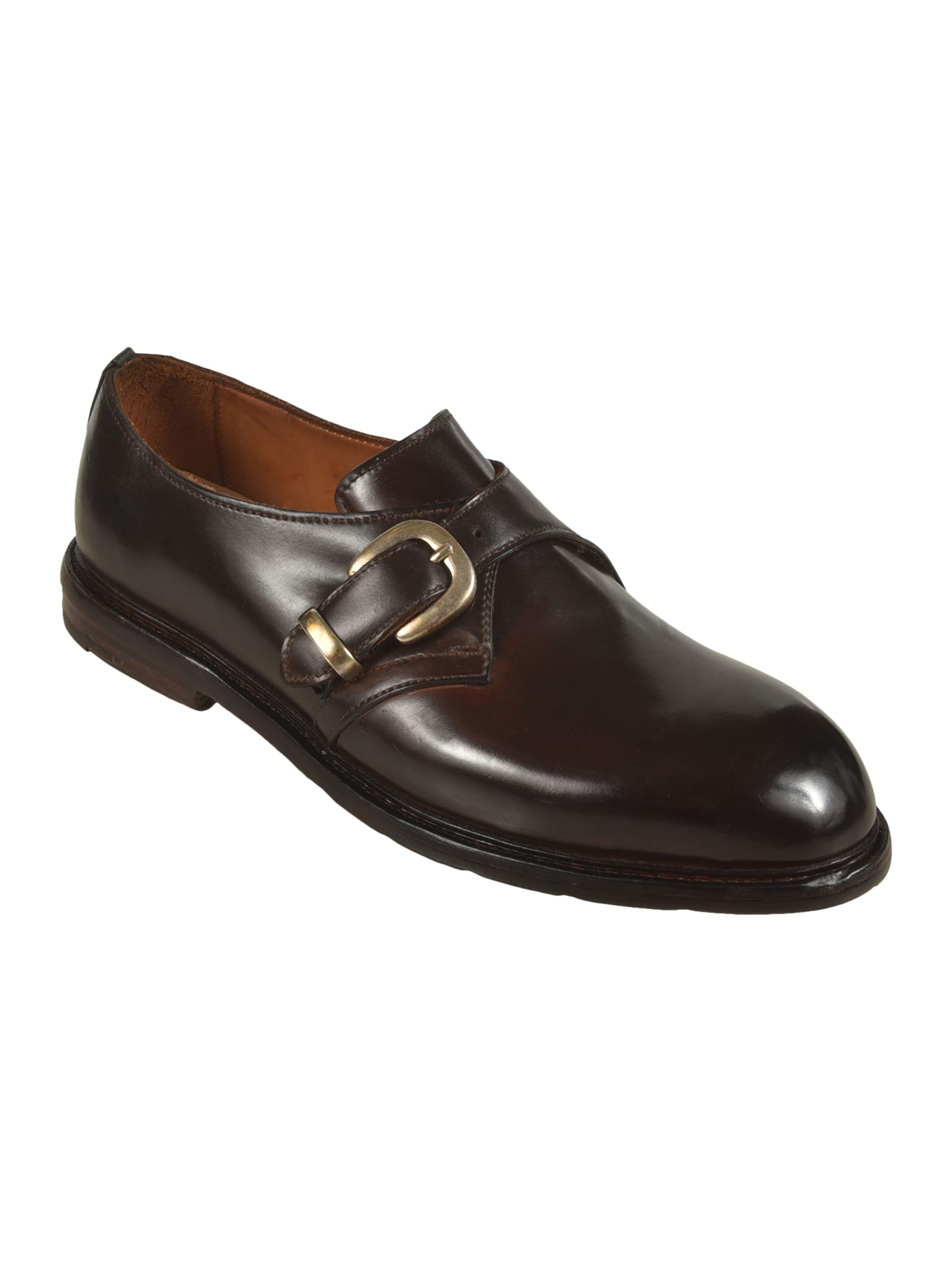 Premiata Buckle Strap Derby Shoes In Camel
