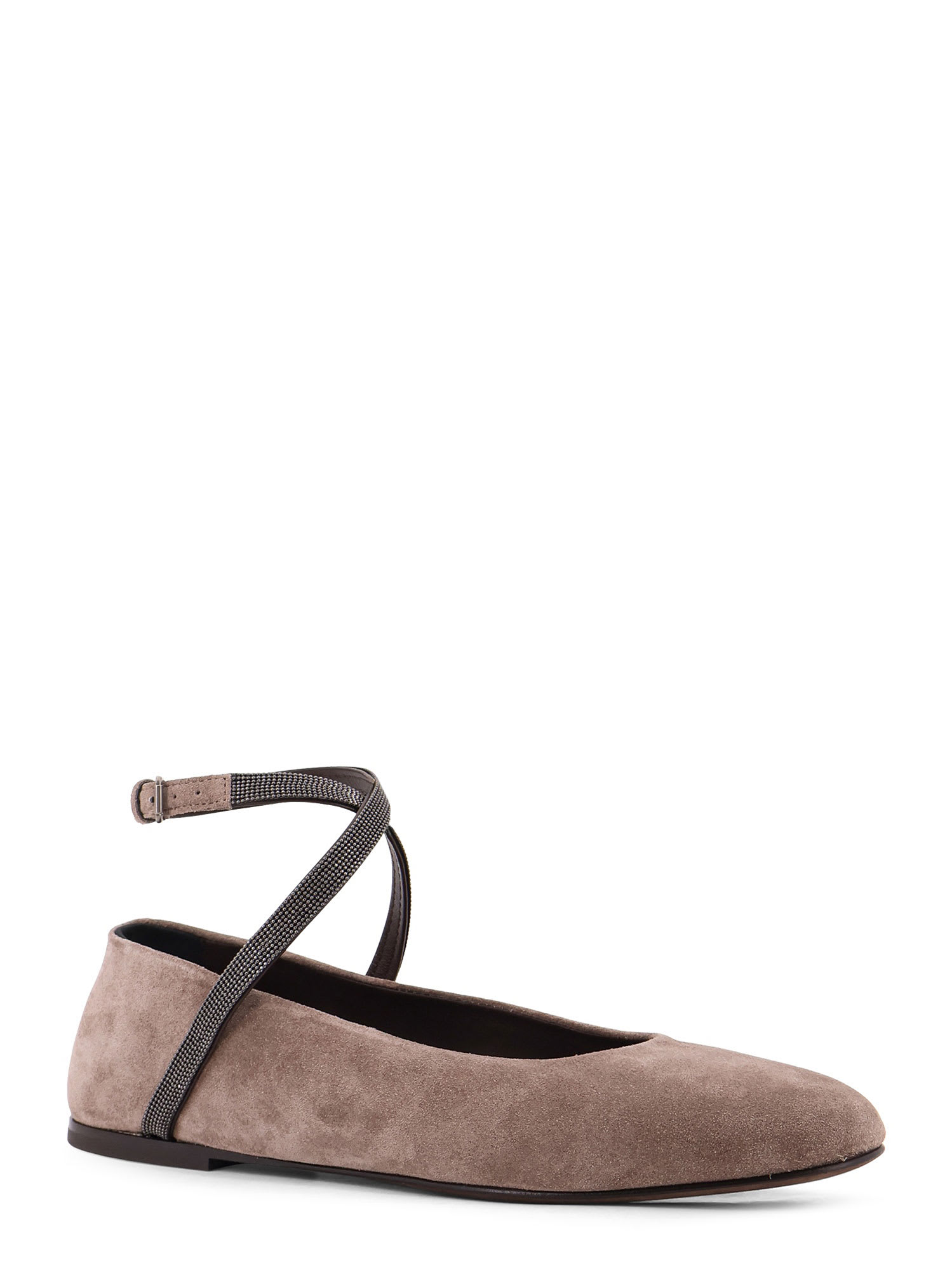 Brunello Cucinelli Suede Ballerinas With Monili Detail