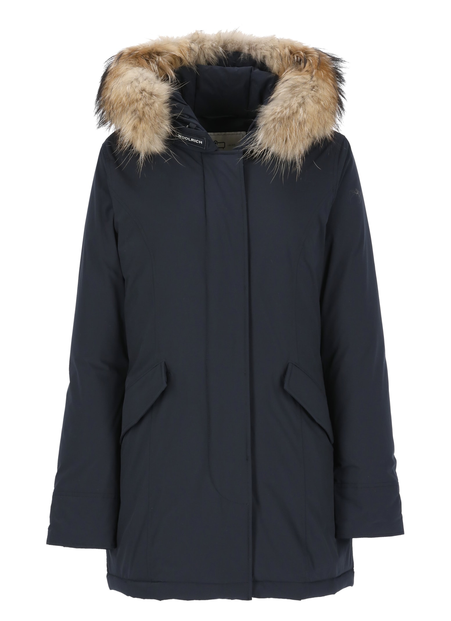 Woolrich Arctic Parka In Ramar Cloth With Removable Fur In Blue