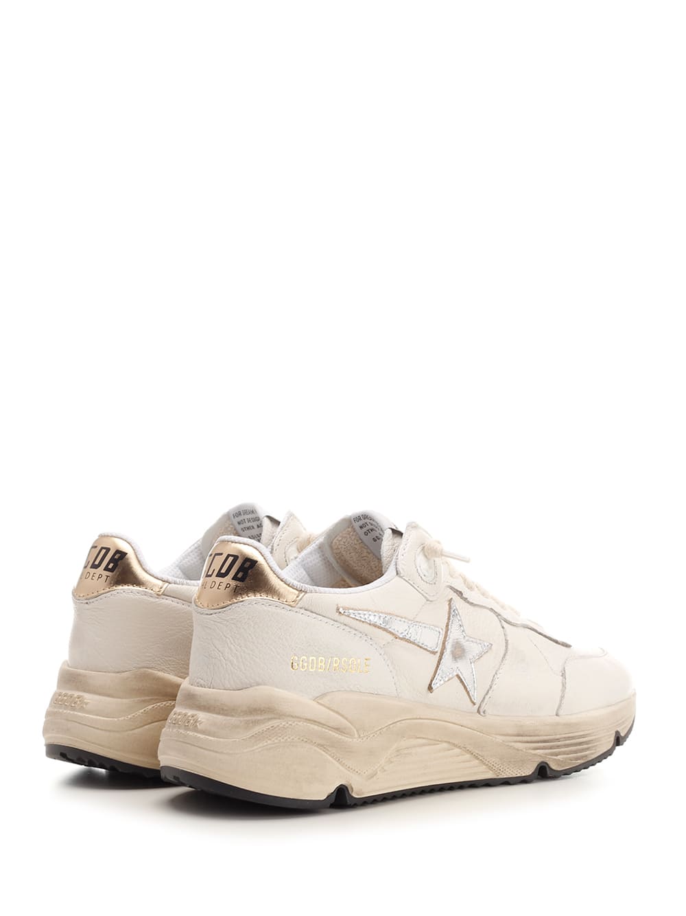 Shop Golden Goose Ivory Running Sole Sneakers In White/silver/gold
