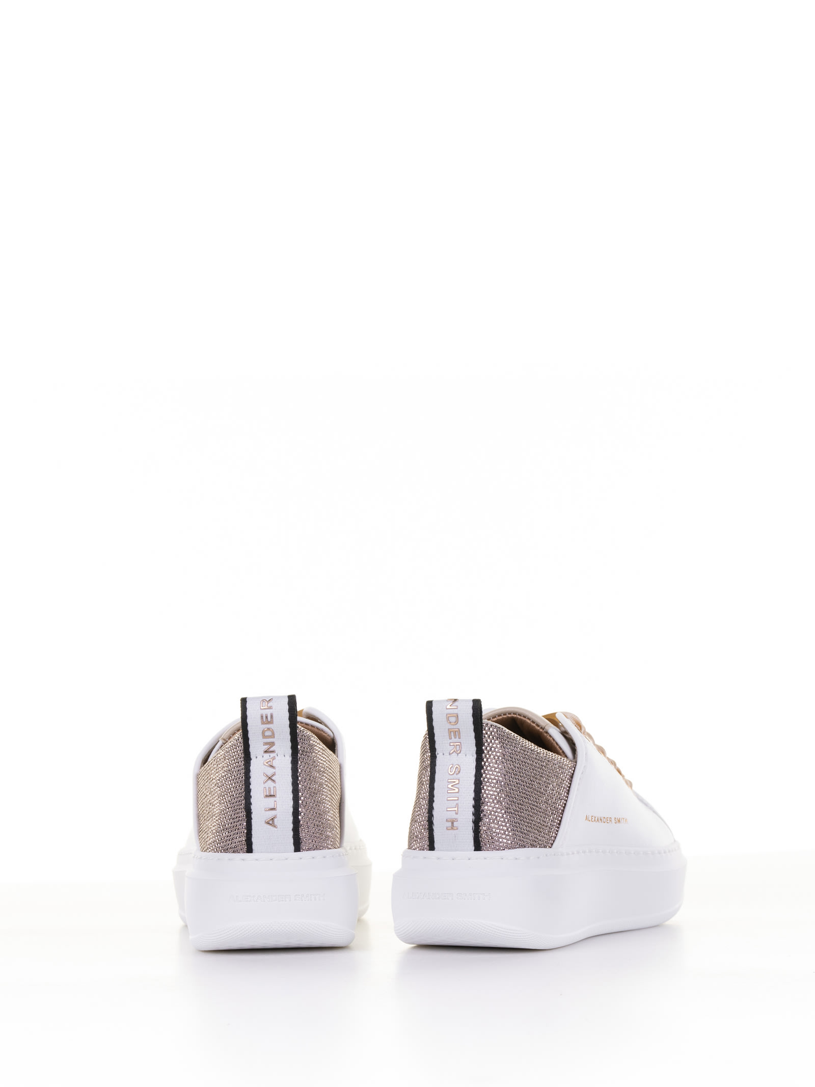 Shop Alexander Smith Wembley Sneaker In Leather And Rhinestones In White Beige