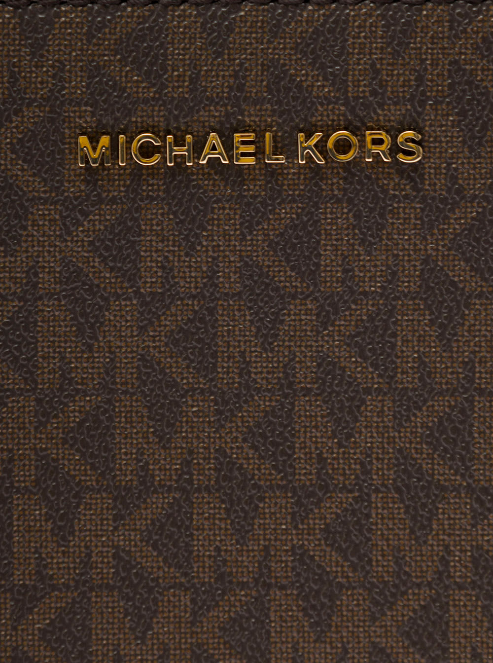 Shop Michael Michael Kors Jet Set Medium Brown Shoulder Bag With All-over Logo And Tassel In Canvas Woman
