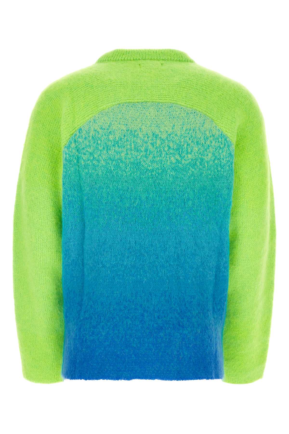 Erl Multicolor Mohair Blend Sweater In Green