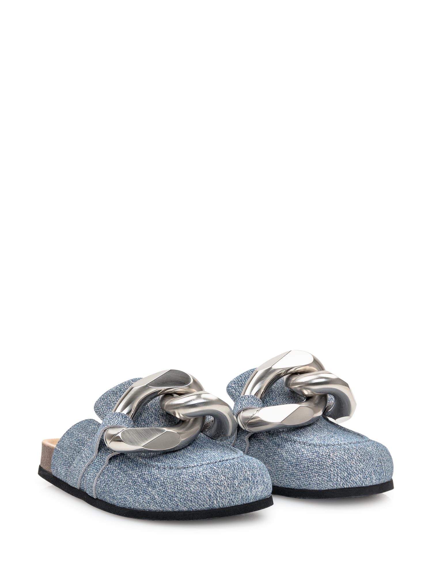 Jw Anderson Chain Loafer Leather Mules In Blue