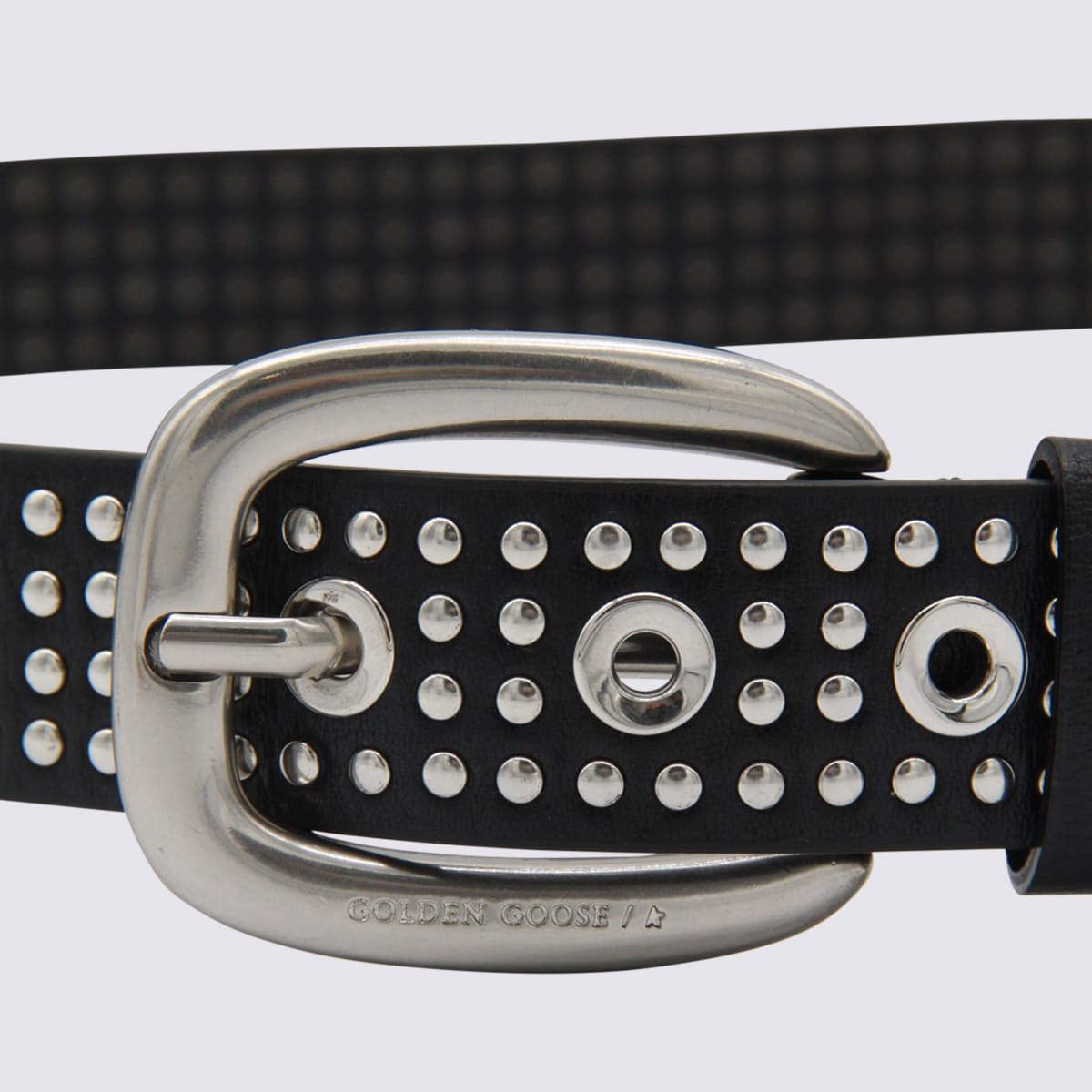 Golden Goose Studded Eyelet Adjustable Length Belts In Black