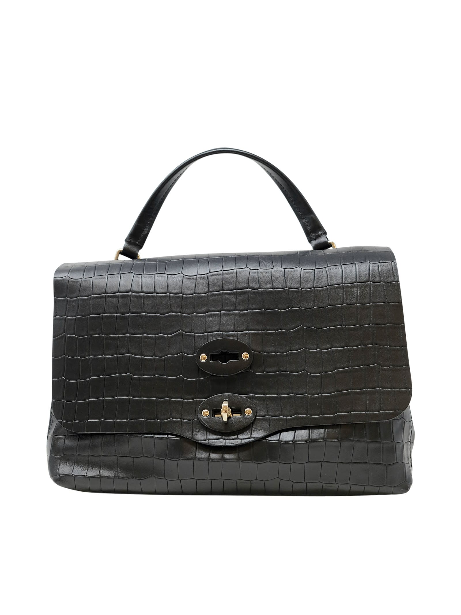 068090-0740000-z0001 Black Postina Cayman S Leather Handbag
