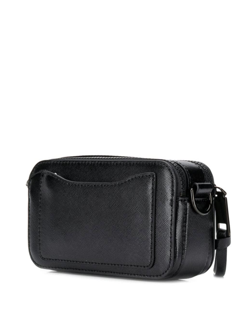 Shop Marc Jacobs The Snapshot Black Shoulder Bag With Metal Logo At The Front In Leather Woman