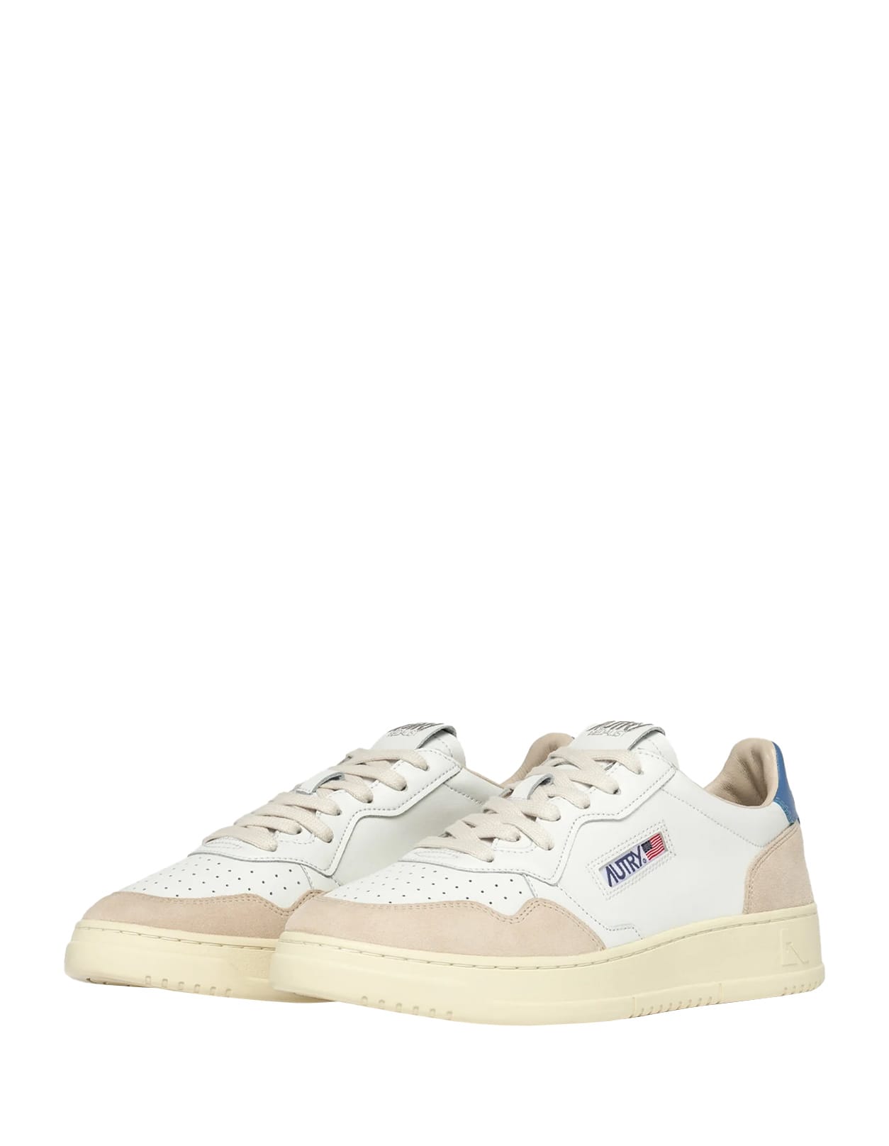 Shop Autry Medalist Low Sneakers In White And Blue Suede And Leather