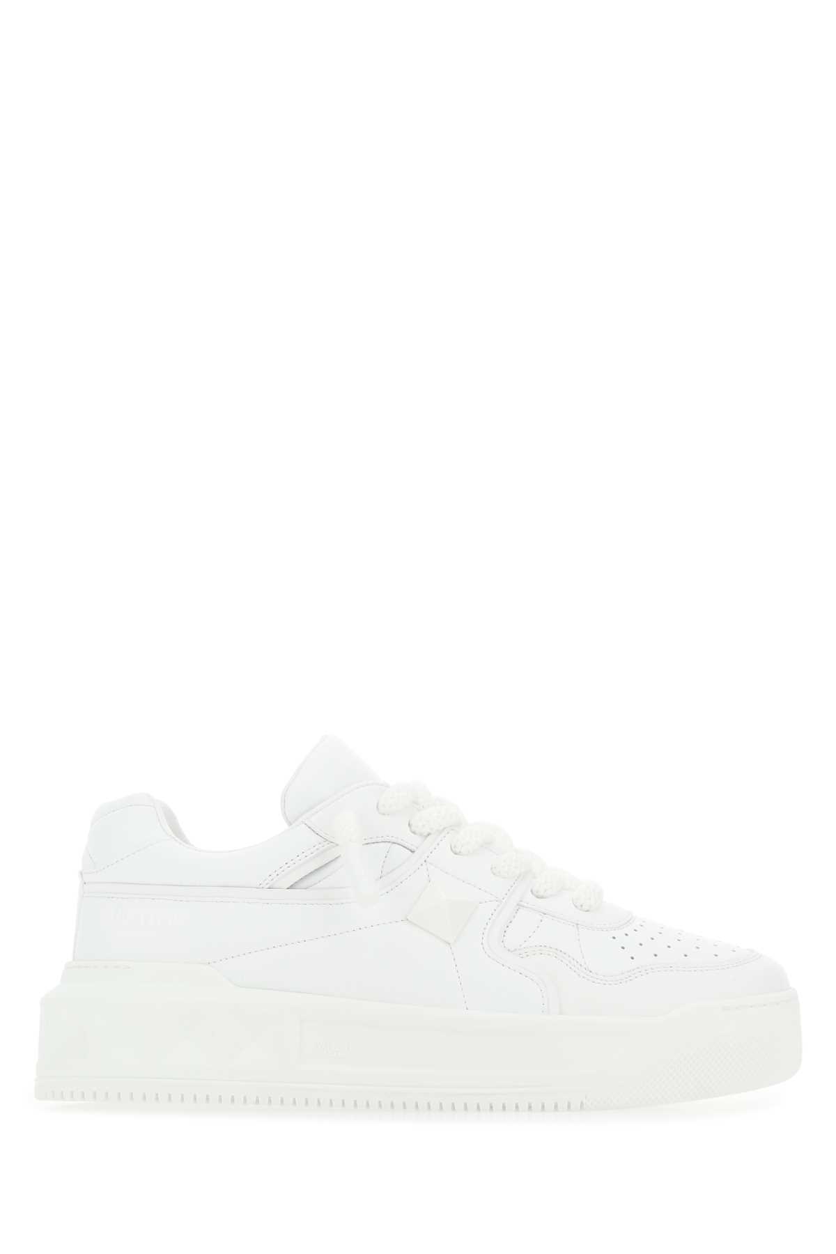 Shop Valentino White Nappa Leather One Stud Xl Sneakers In Bianco