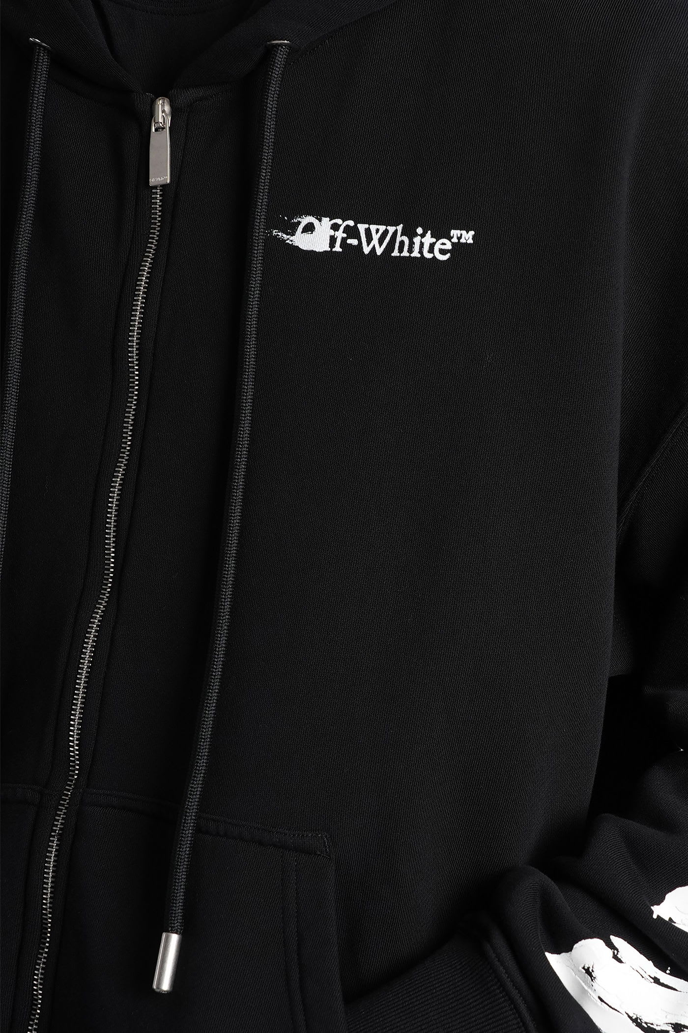 Off-white Brushstroke Arrow Print Zip-up Hoodie In Black