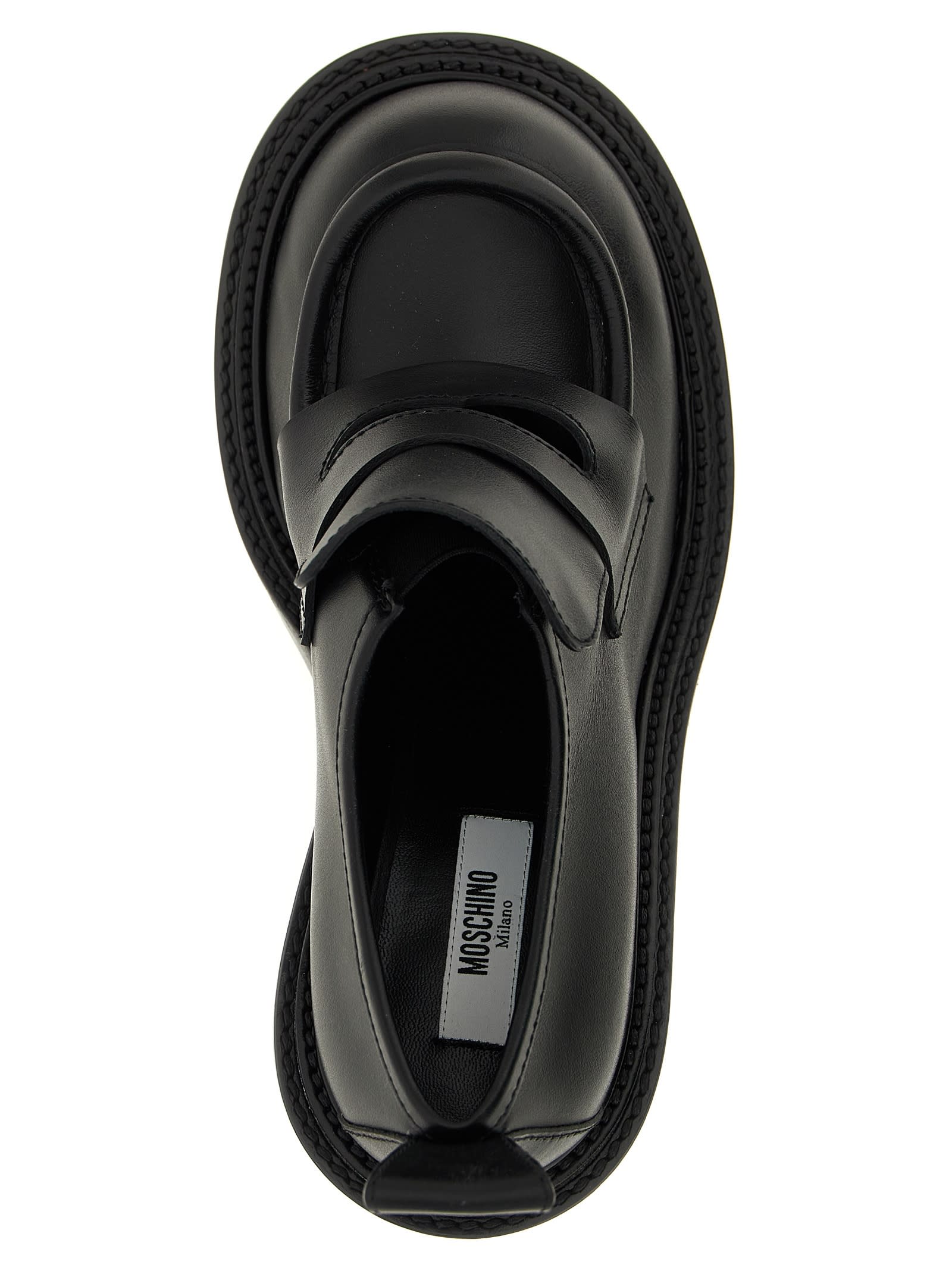 Moschino 90mm Olivia Leather Loafers In Black