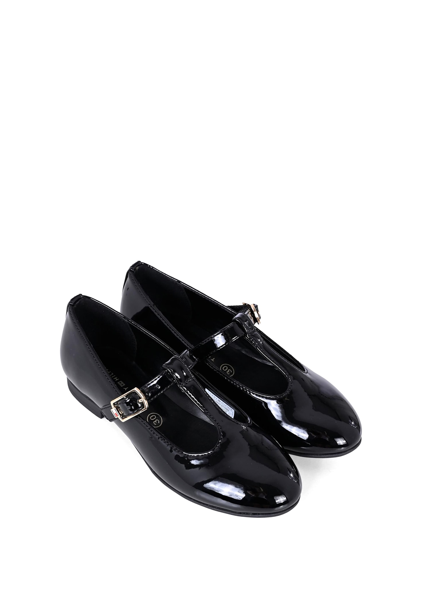 Tommy Hilfiger Black Ballet Flats For Girl With Flag In Black