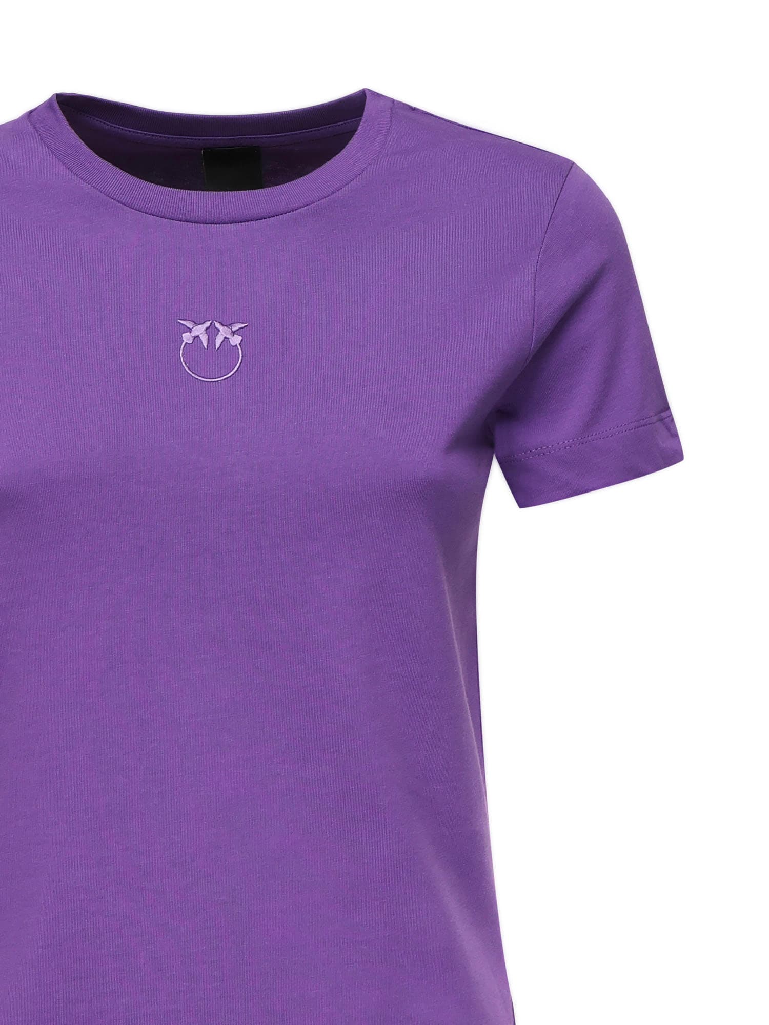 Pinko T-shirt With Logo Embroidery In Purple