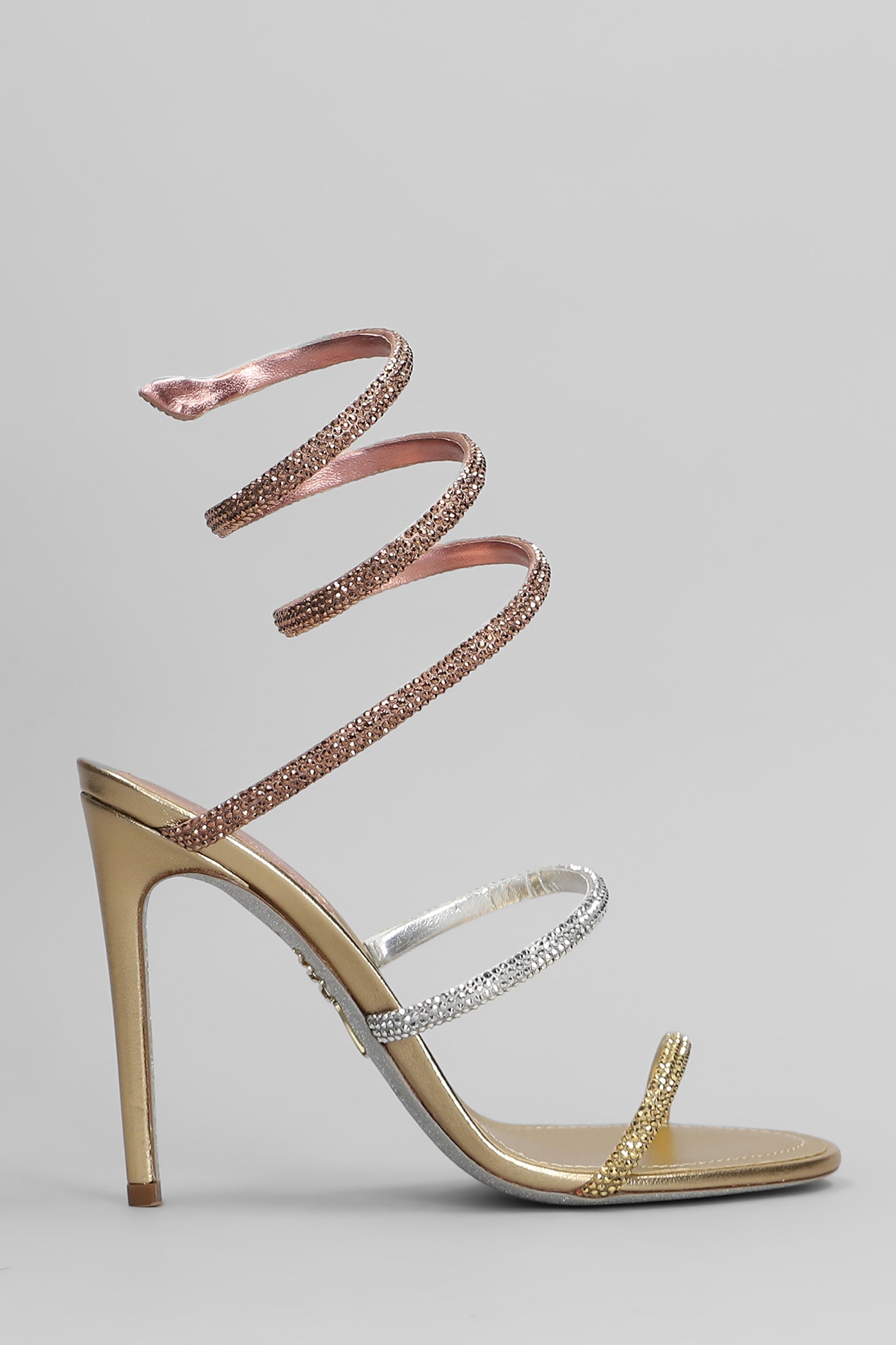 René Caovilla Womens Rene Caovilla Cleo 105 Leather Heeled Sandals In Gold