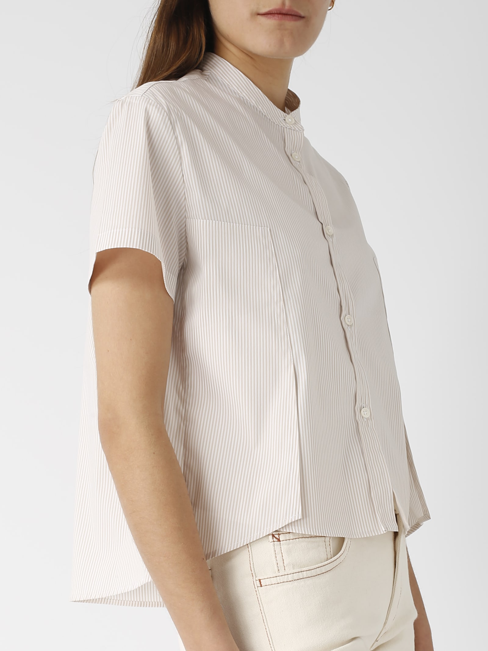 Shop Fay Shirt M/c Rounded And Cut Shirt In Bianco-ecru