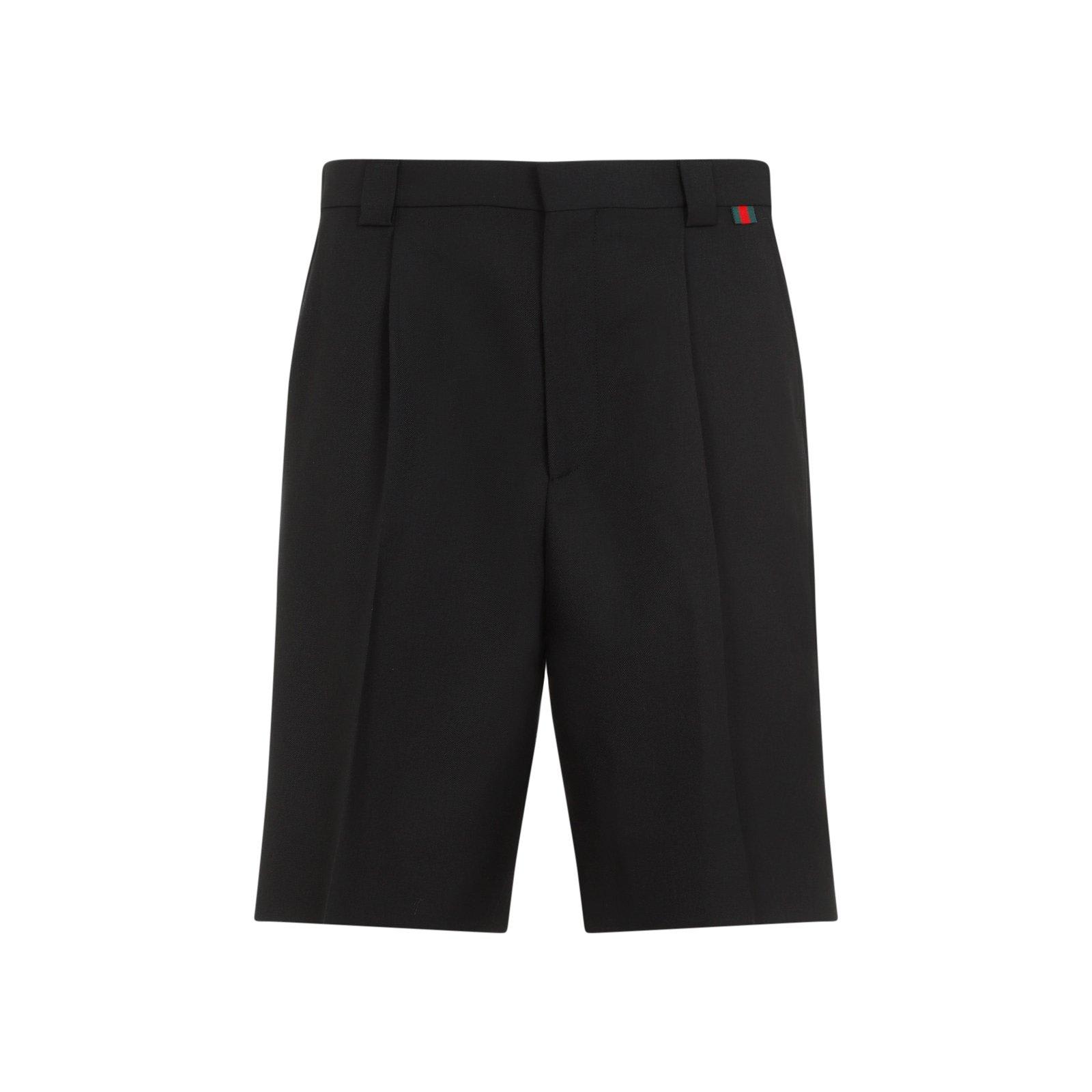 Shop Gucci Pleated Shorts In Black Mix