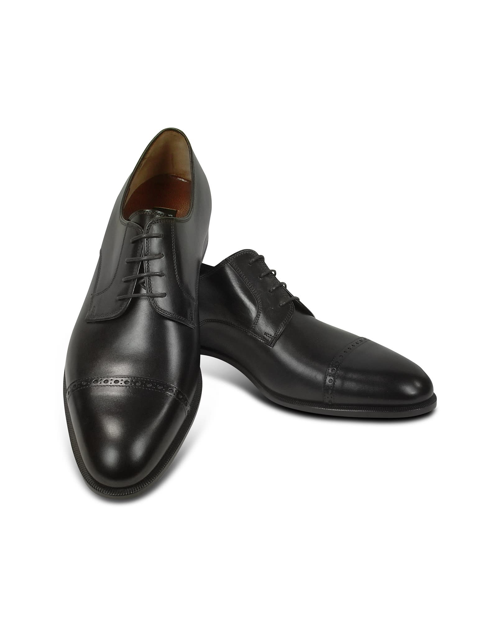 Fratelli Rossetti Black Calf Leather Cap Toe Oxford Shoes