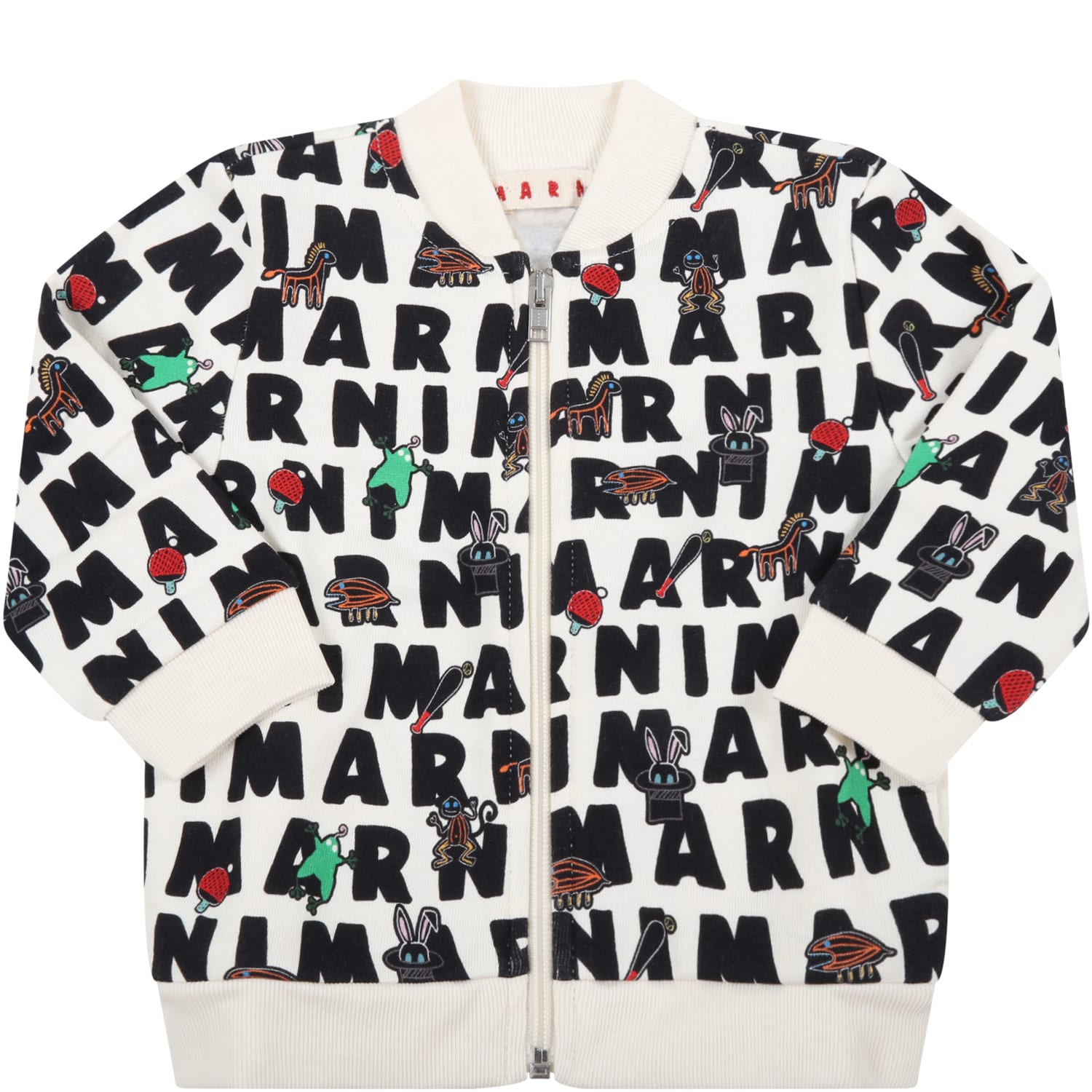 Marni Ivory Sweatshirt For Baby Kids With Prints