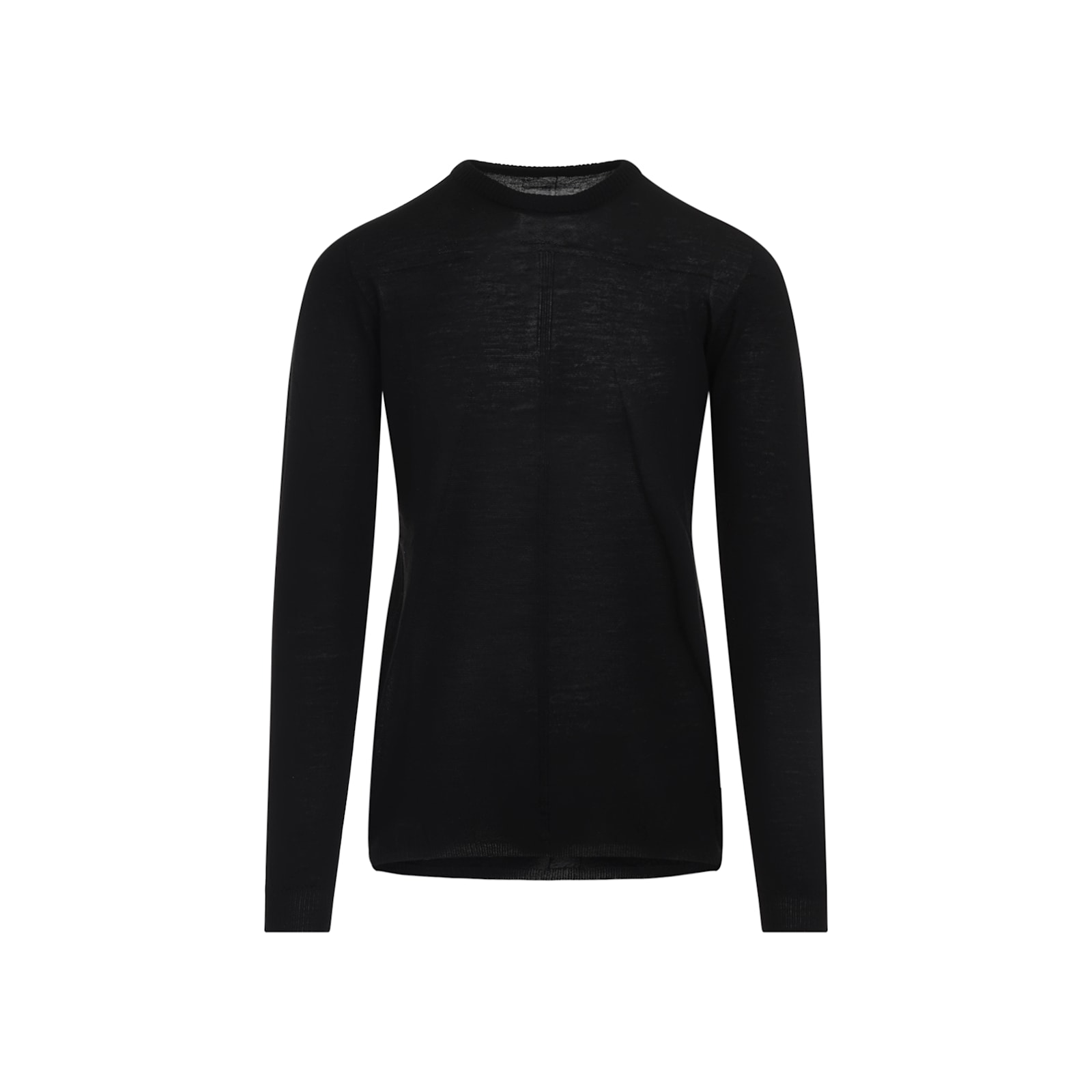 Rick Owens Black Cotton Ribbed Long Sleeves T-shirt In Black