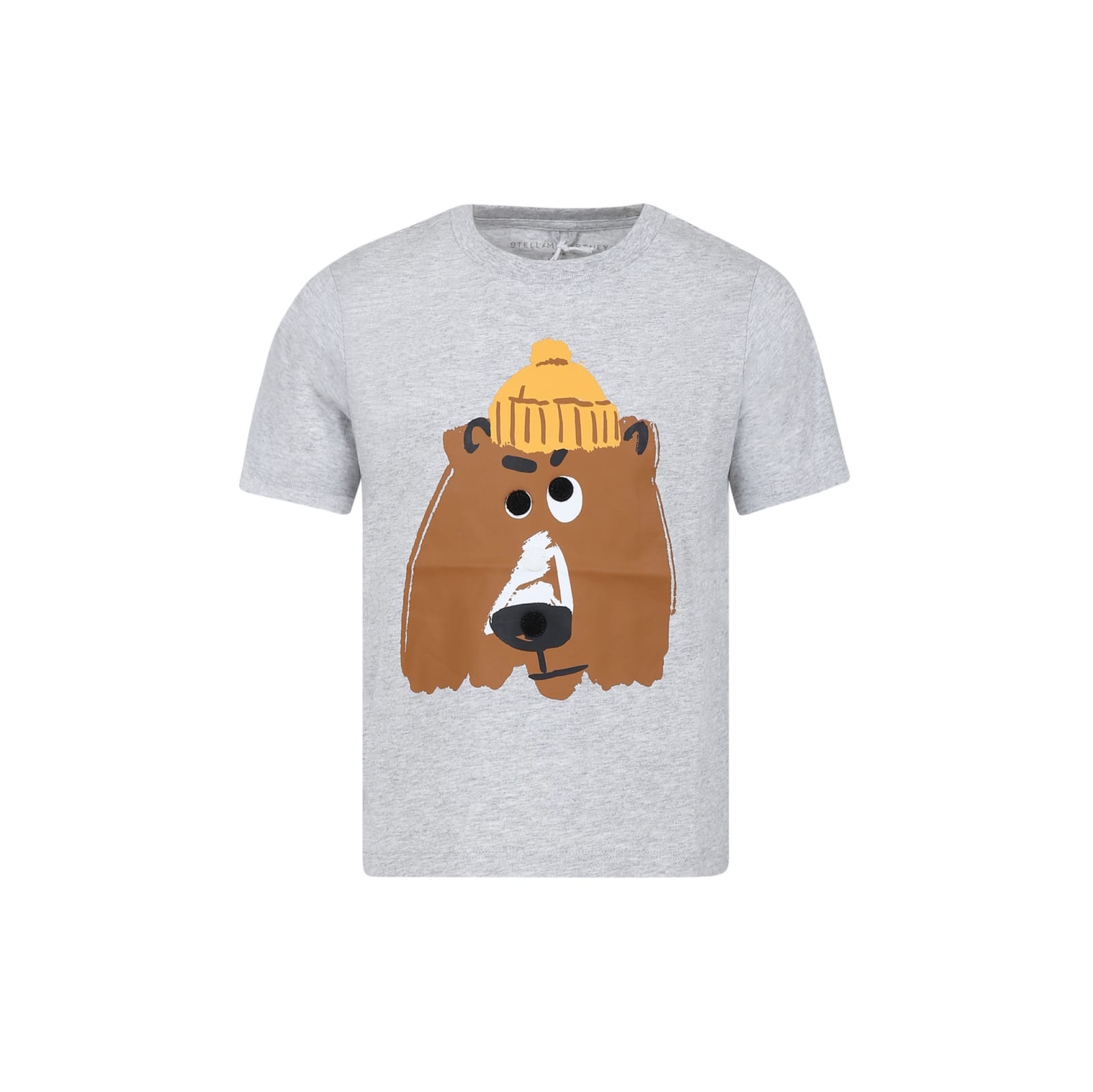 Stella Mccartney Kids' Grey T-shirt For Boy With Printed Bear