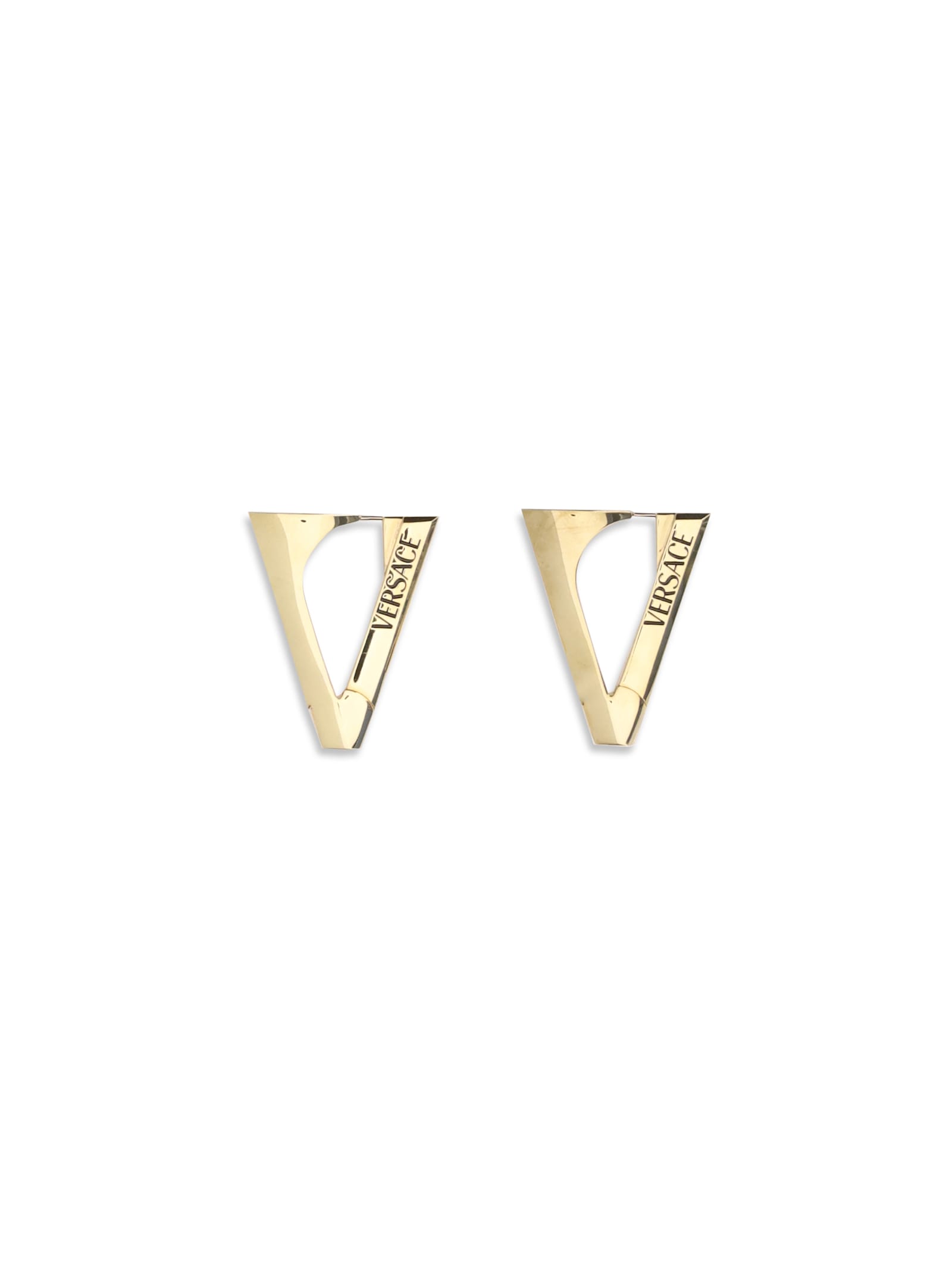 Versace V Drop Earrings In Gold