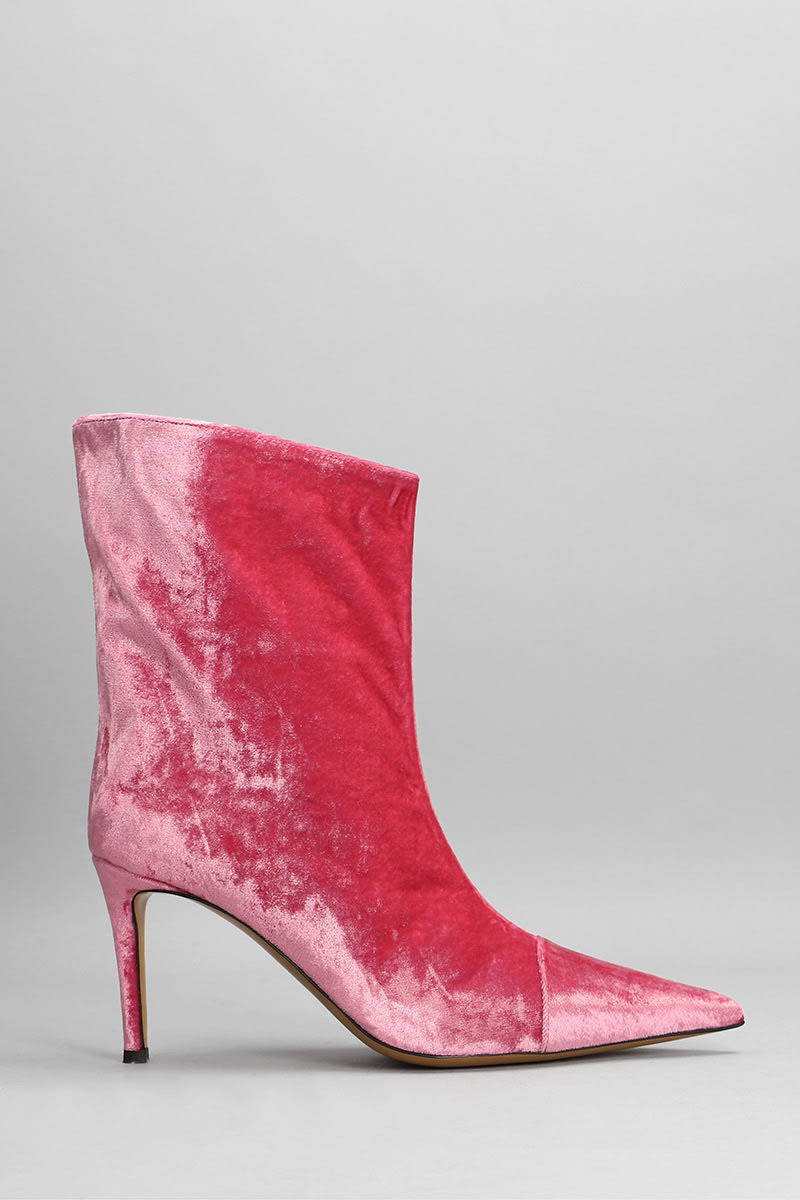 Alexandre Vauthier High Heels Ankle Boots In Rose-pink Velvet