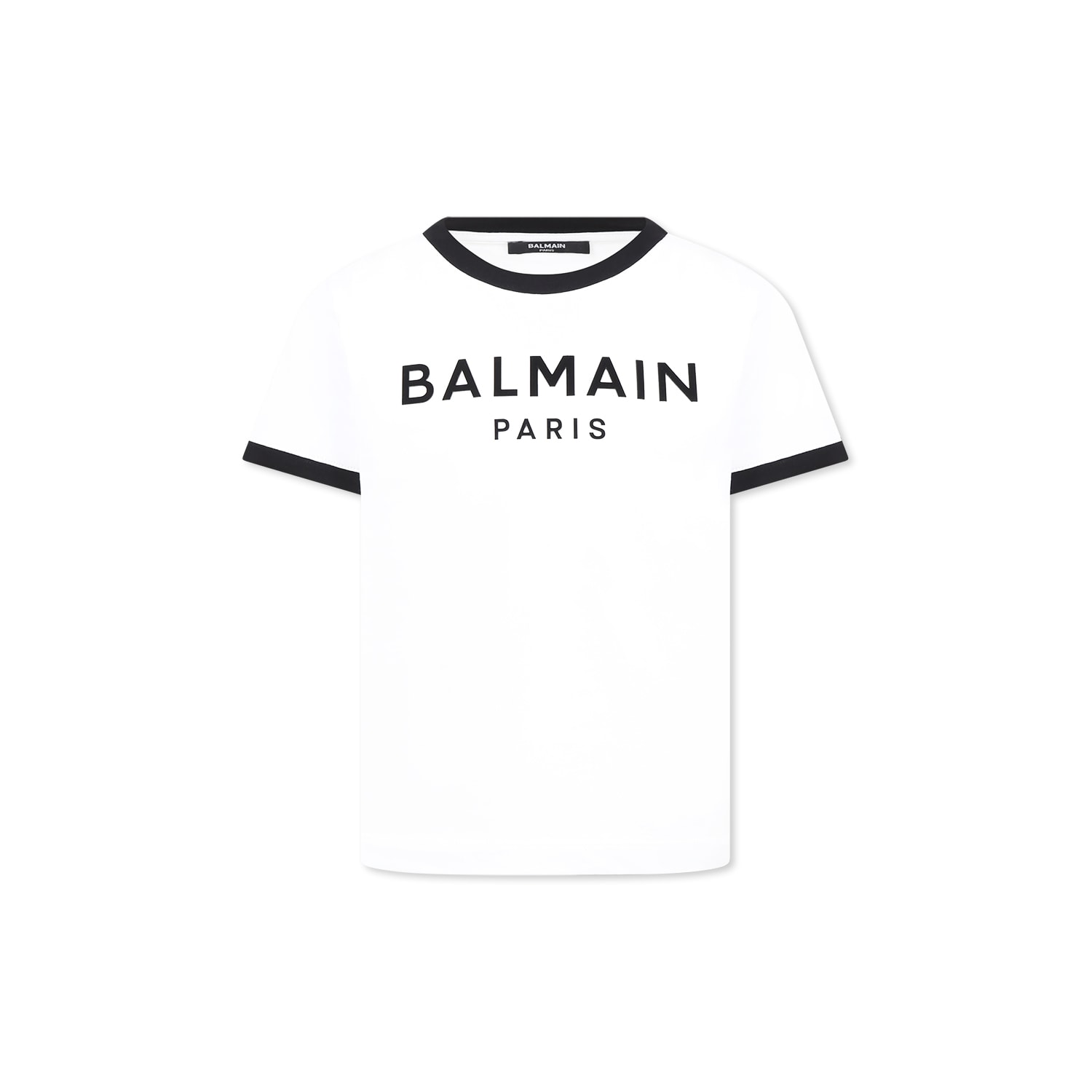 BALMAIN WHITE T-SHIRT FOR KIDS WITH LOGO