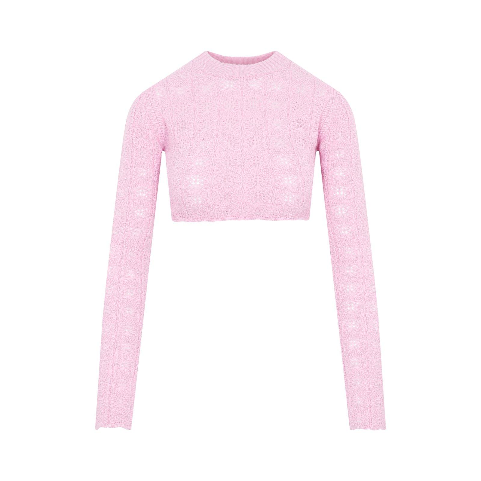 Shop Sportmax Cropped Knit Jumper In Pink