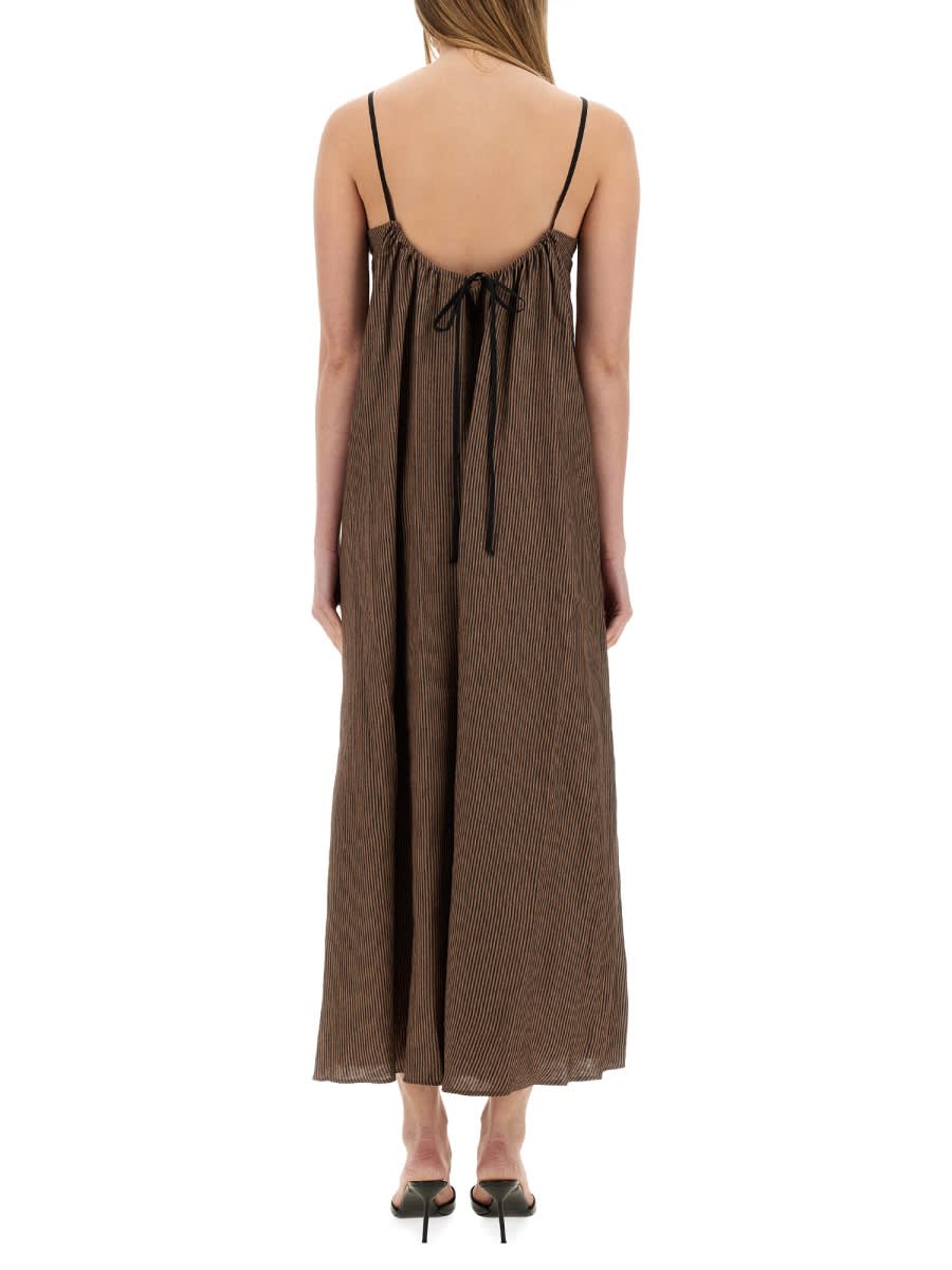 Alysi Mini Stripe Maxi Dress In Brown