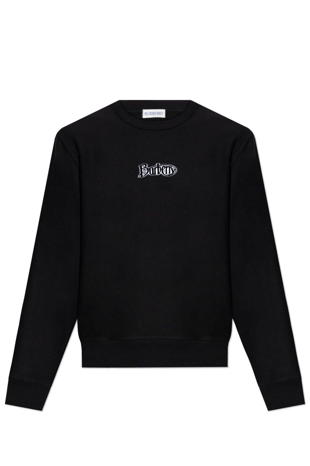 Shop Burberry Logo Printed Crewneck Sweatshirt In Black