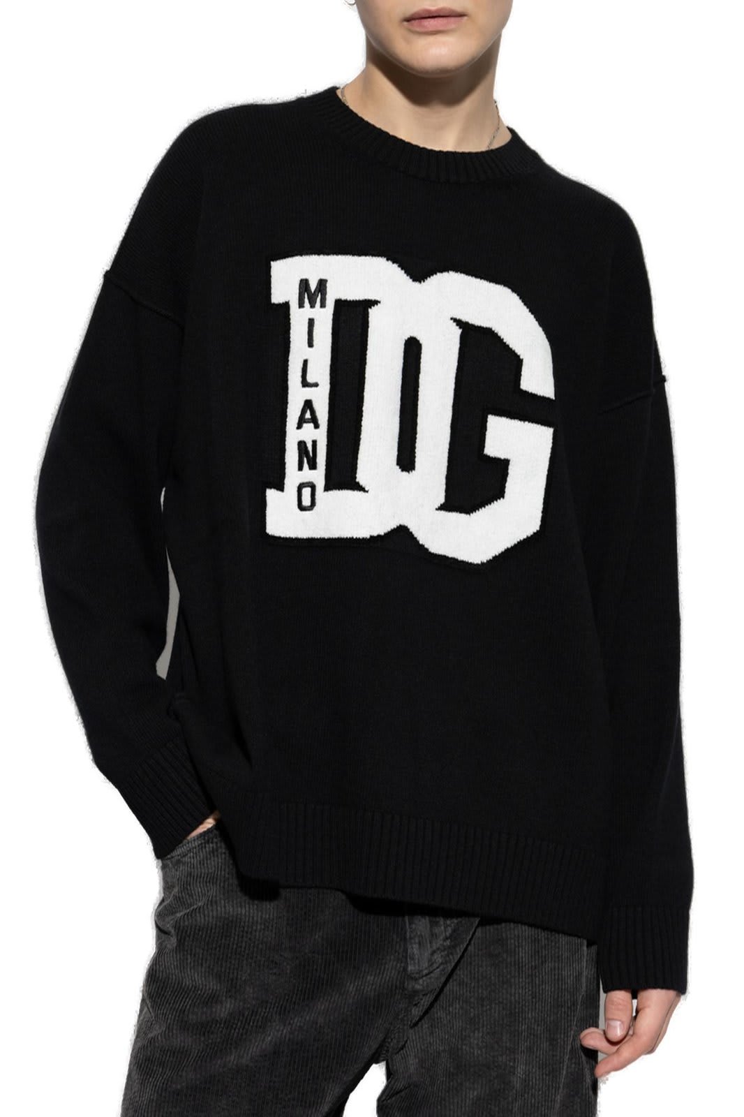 Shop Dolce & Gabbana Dg Logo Embroidered Crewneck Jumper