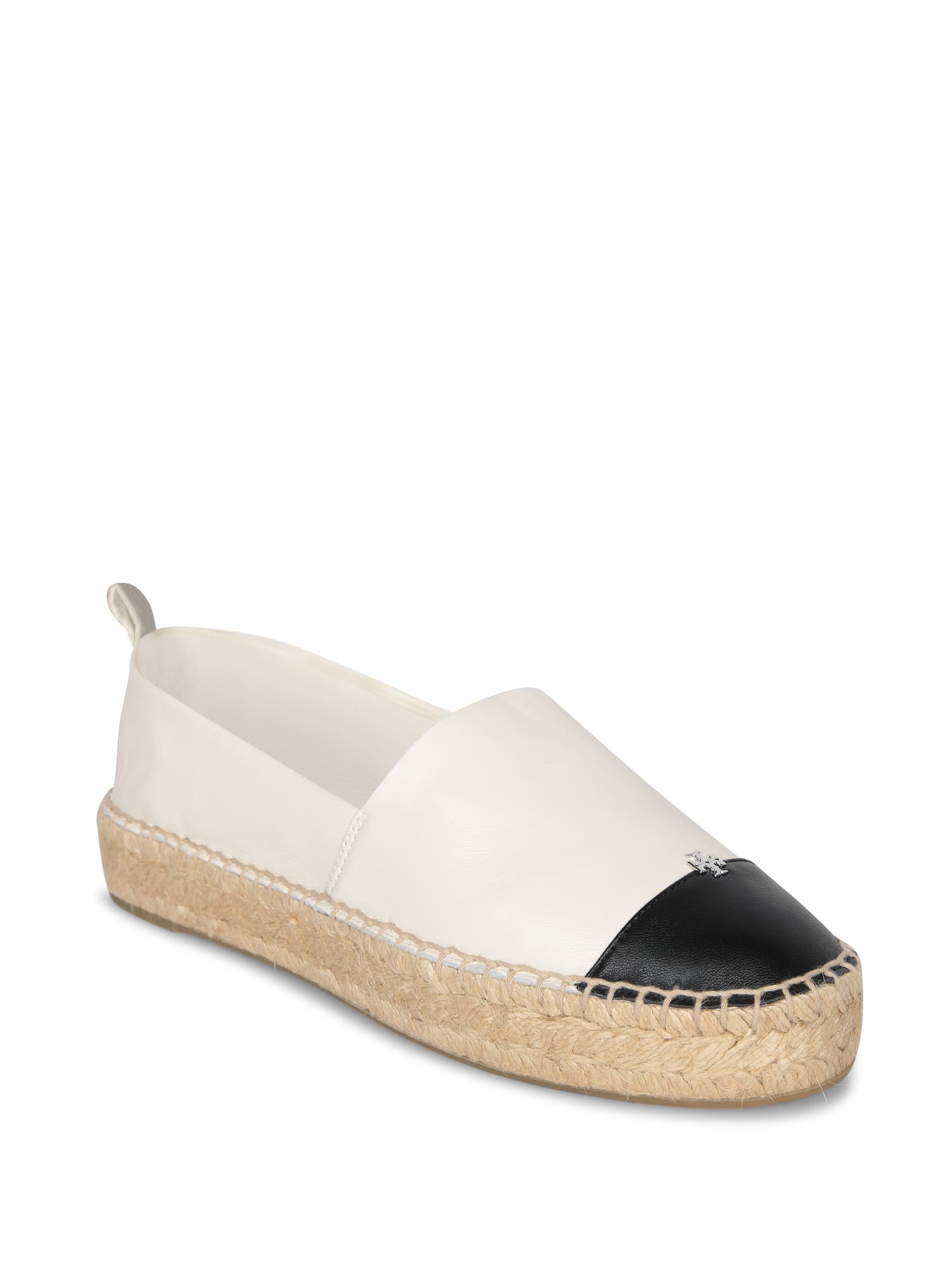 Tory Burch Cream & Black Cap Toe Espadrilles
