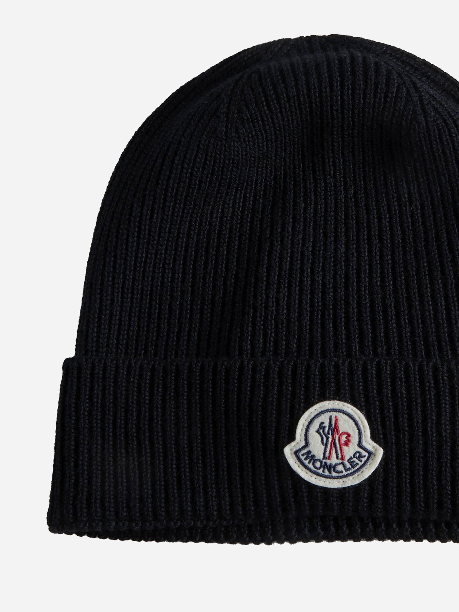 Shop Moncler Logo-patch Wool Beanie