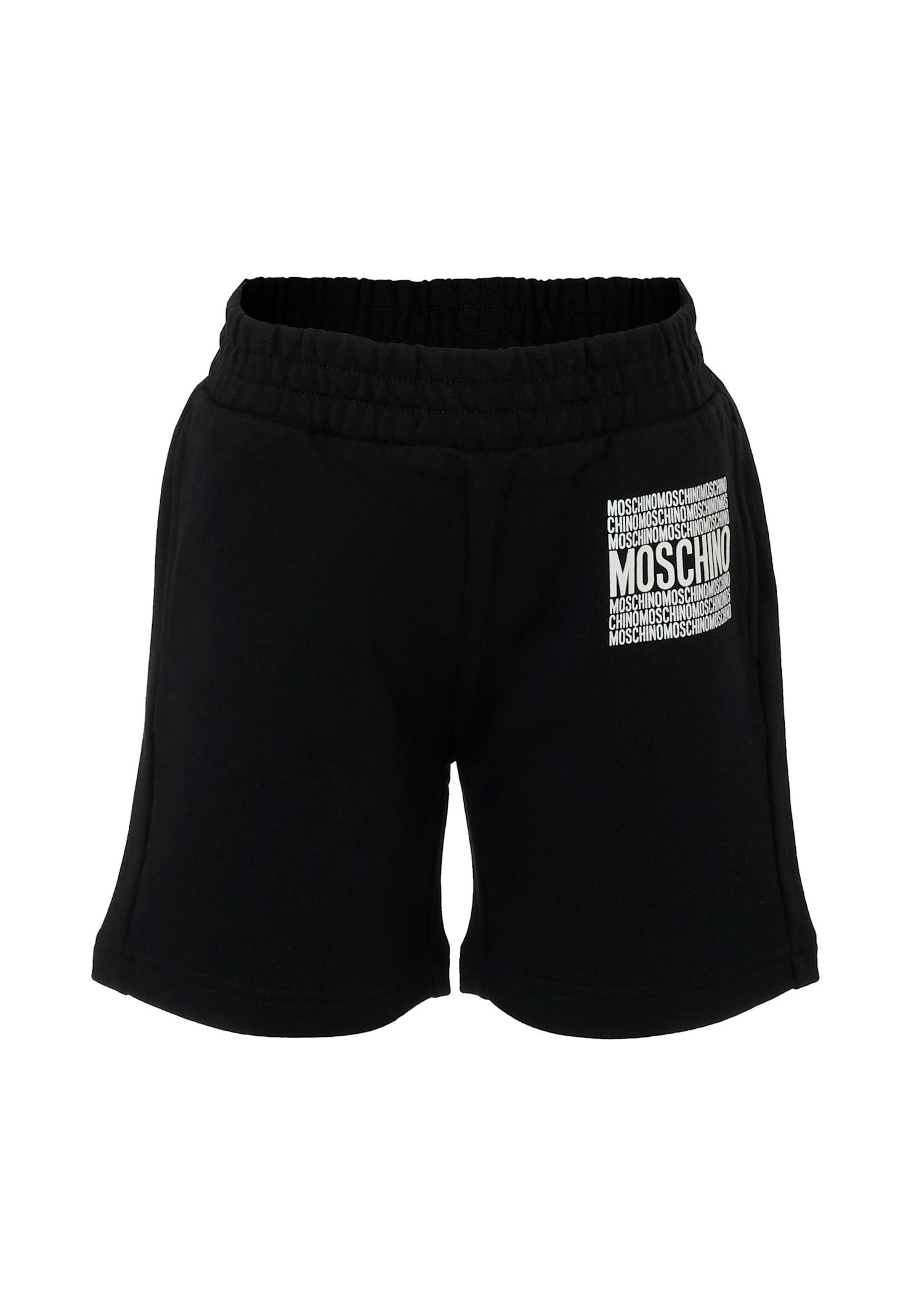 Moschino Black Shorts For Kids With Logo In Black