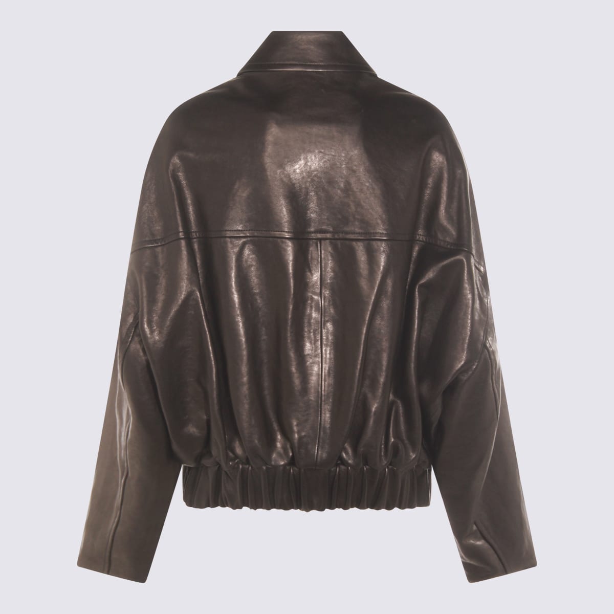 Khaite Black Leather Jacket In Brown