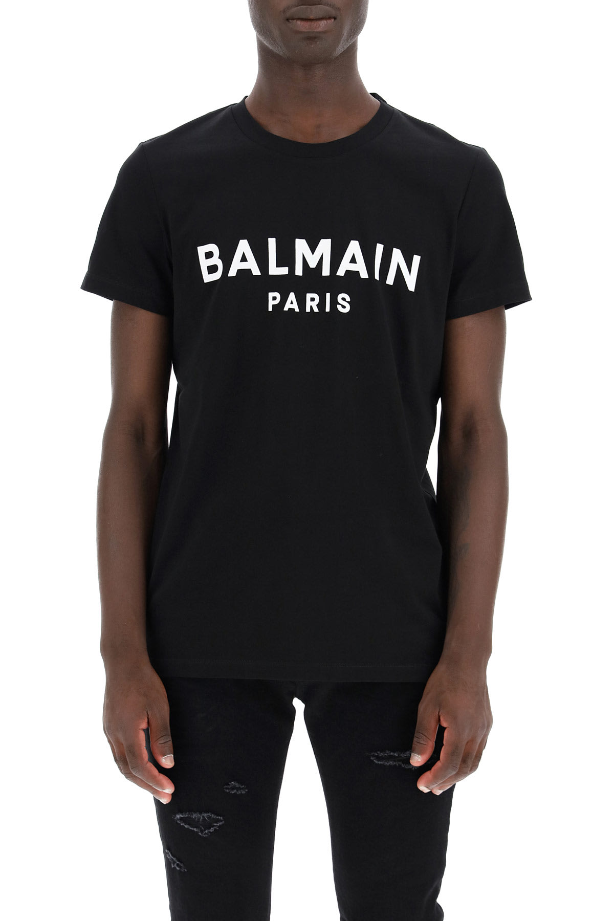 Shop Balmain Logo T-shirt In Black