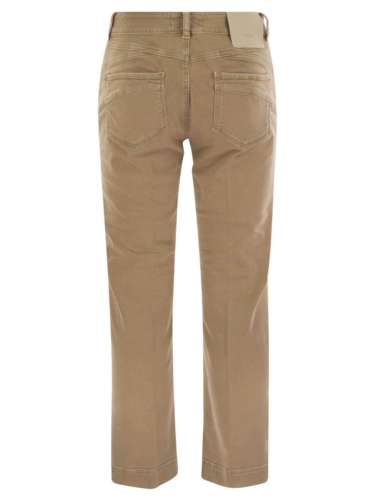 Shop Sportmax Logo Patch Straight Leg Jeans In Camel