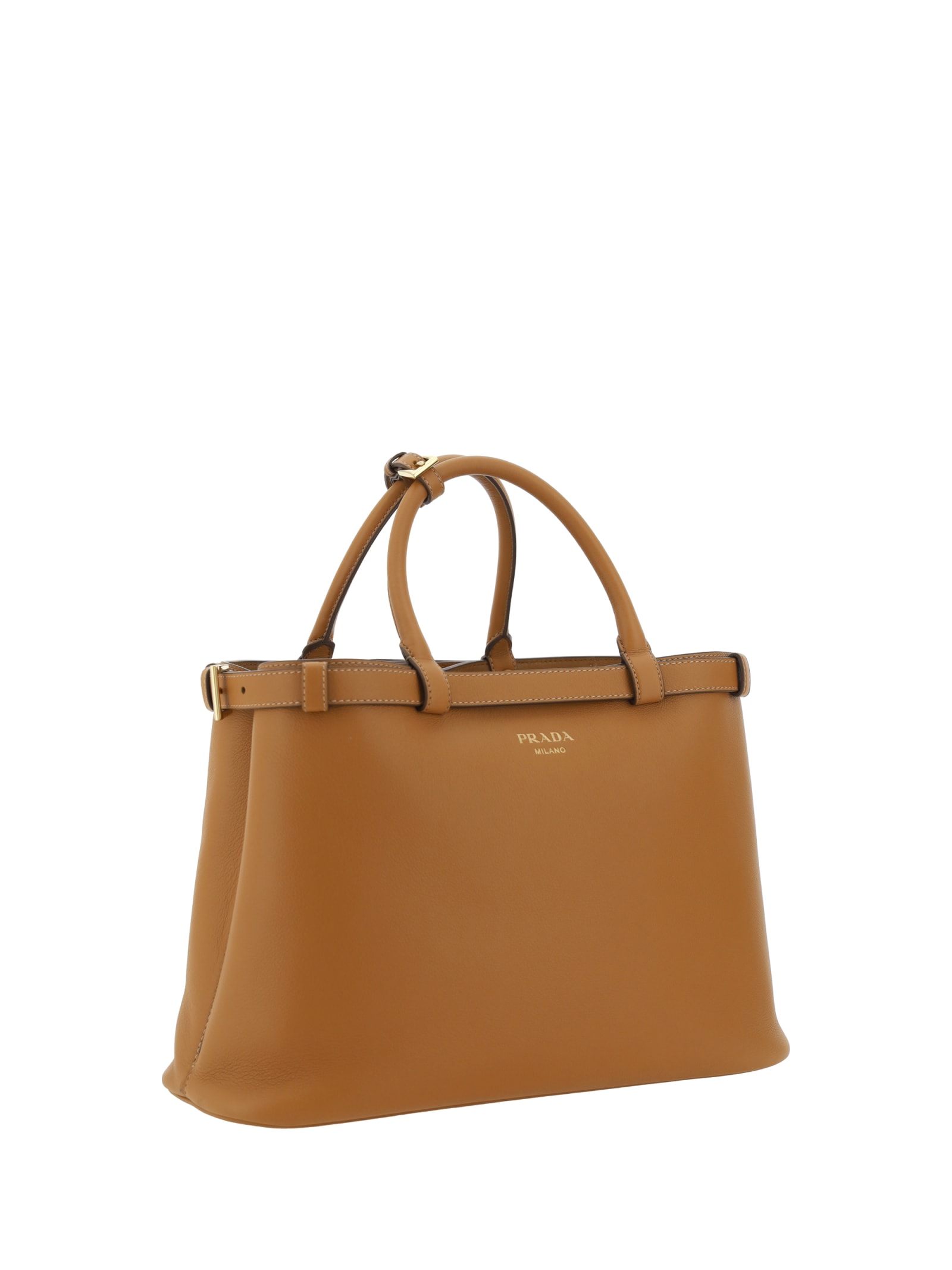 Shop Prada Medium Handbag In Caramel