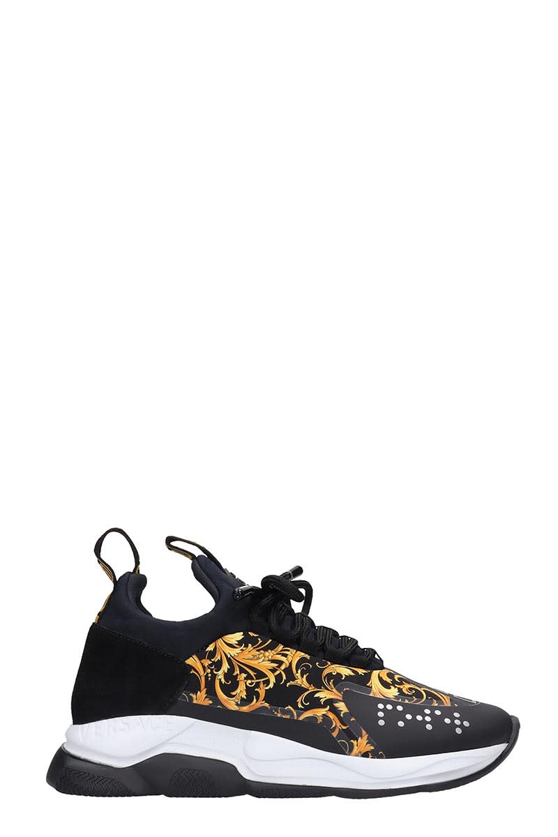 Versace Cross Chainer Sneakers In Black Tech/synthetic