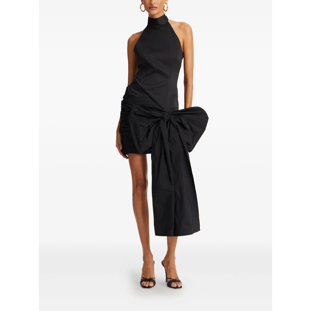 Rotate Birger Christensen Rotate Dress With Bow In Black Polyester In Black