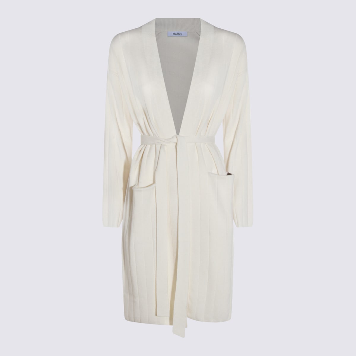 Max Mara White Wool Giusto Knitwear In Gray