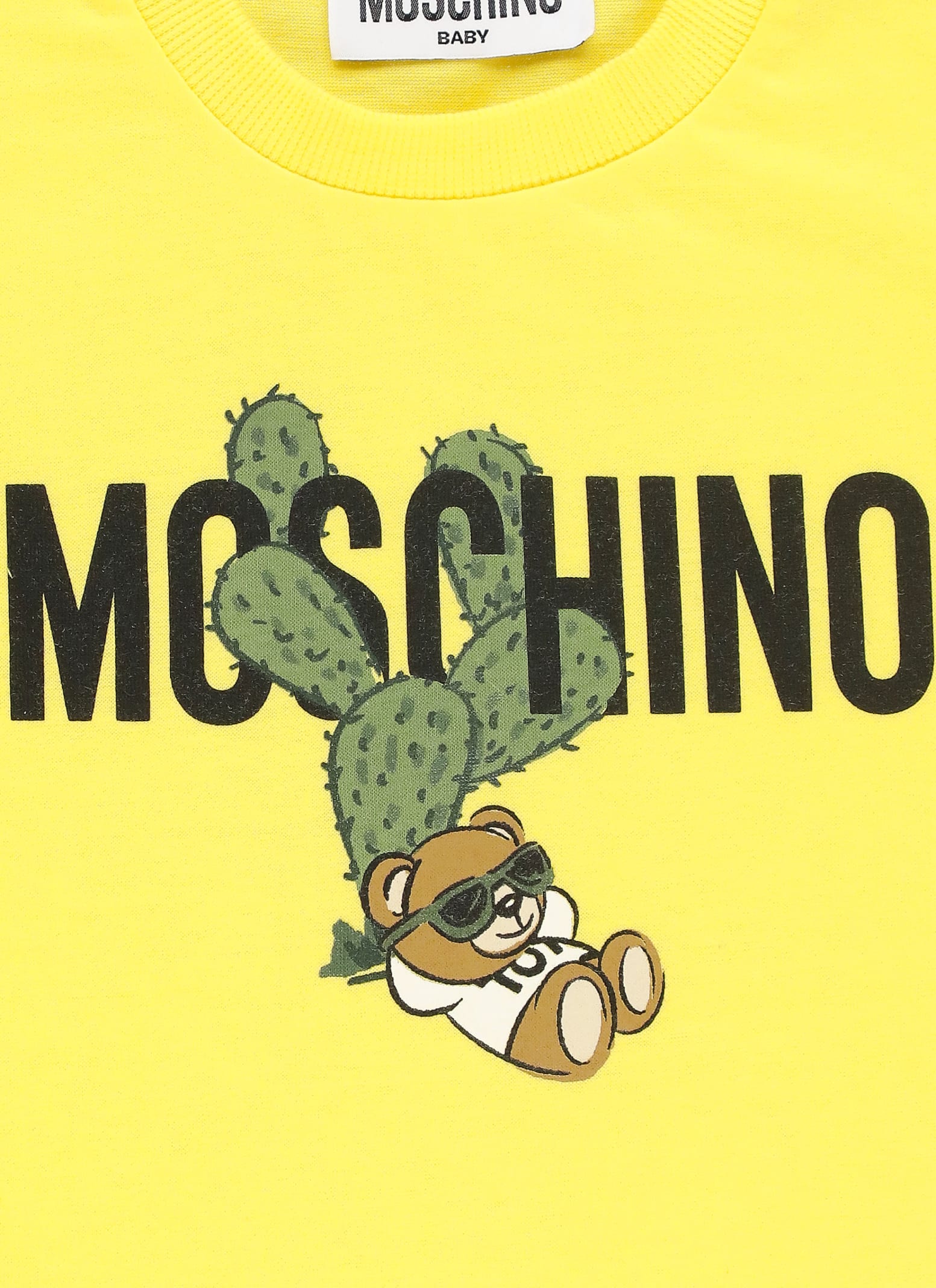 Shop Moschino T-shirt With Print In Yellow