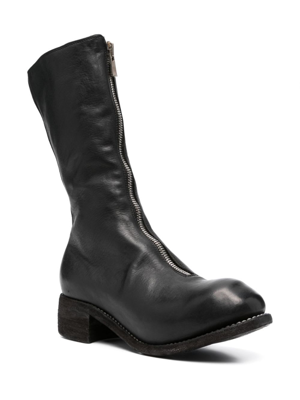 Shop Guidi Mid Front Zip Boots In Blkt Black